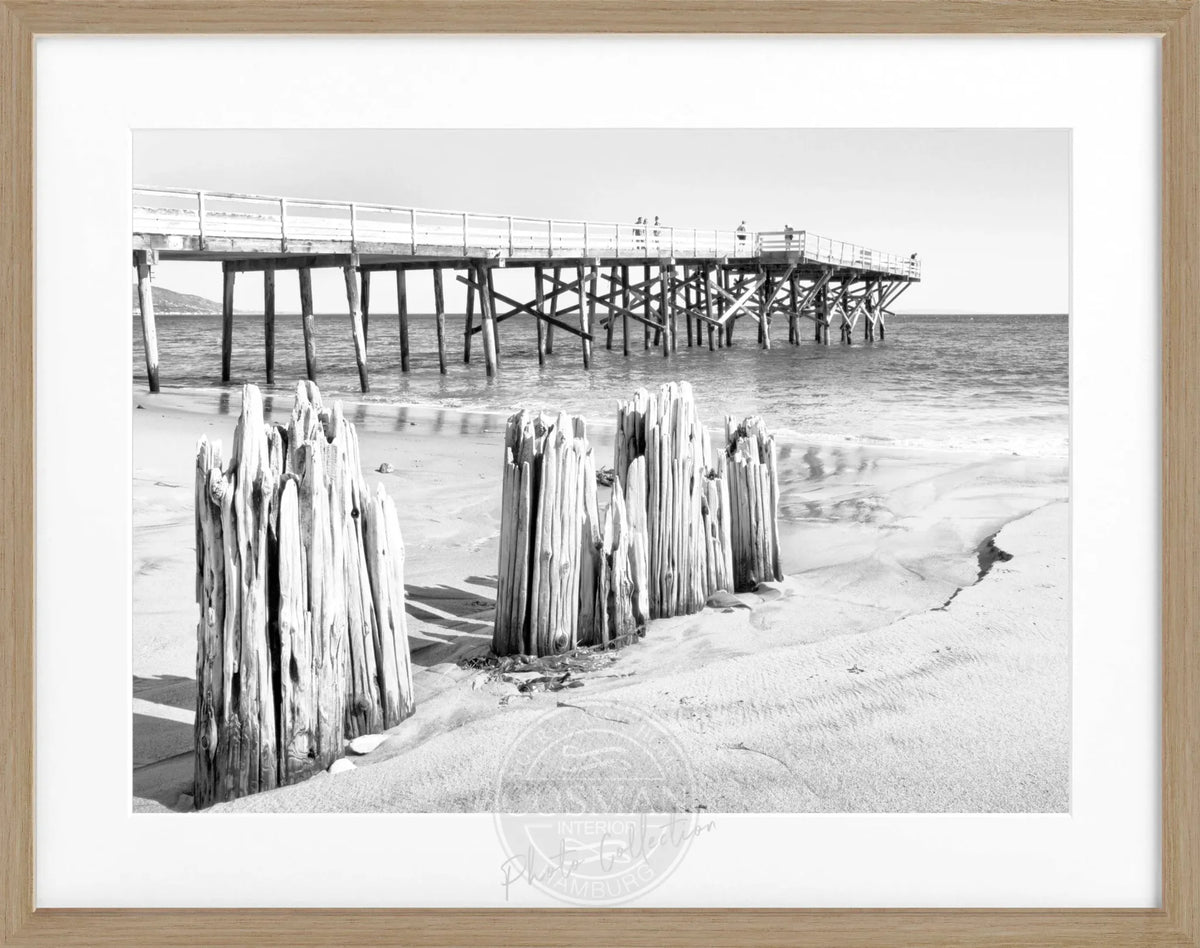 Schwarz-weiß Poster mit Rahmen, Kalifornien Malibu Beach, von Cosman-Photocollection, 31x25 cm, Wanddekoration