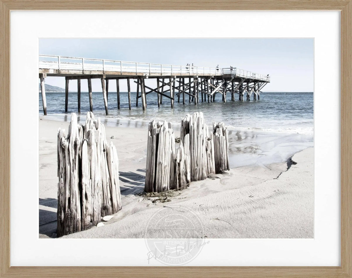 Schwarz-weißes Poster mit Rahmen, Kalifornien Malibu Beach, von Cosman-Photocollection, 31x25 cm, inspirierende Meereslandschaft
