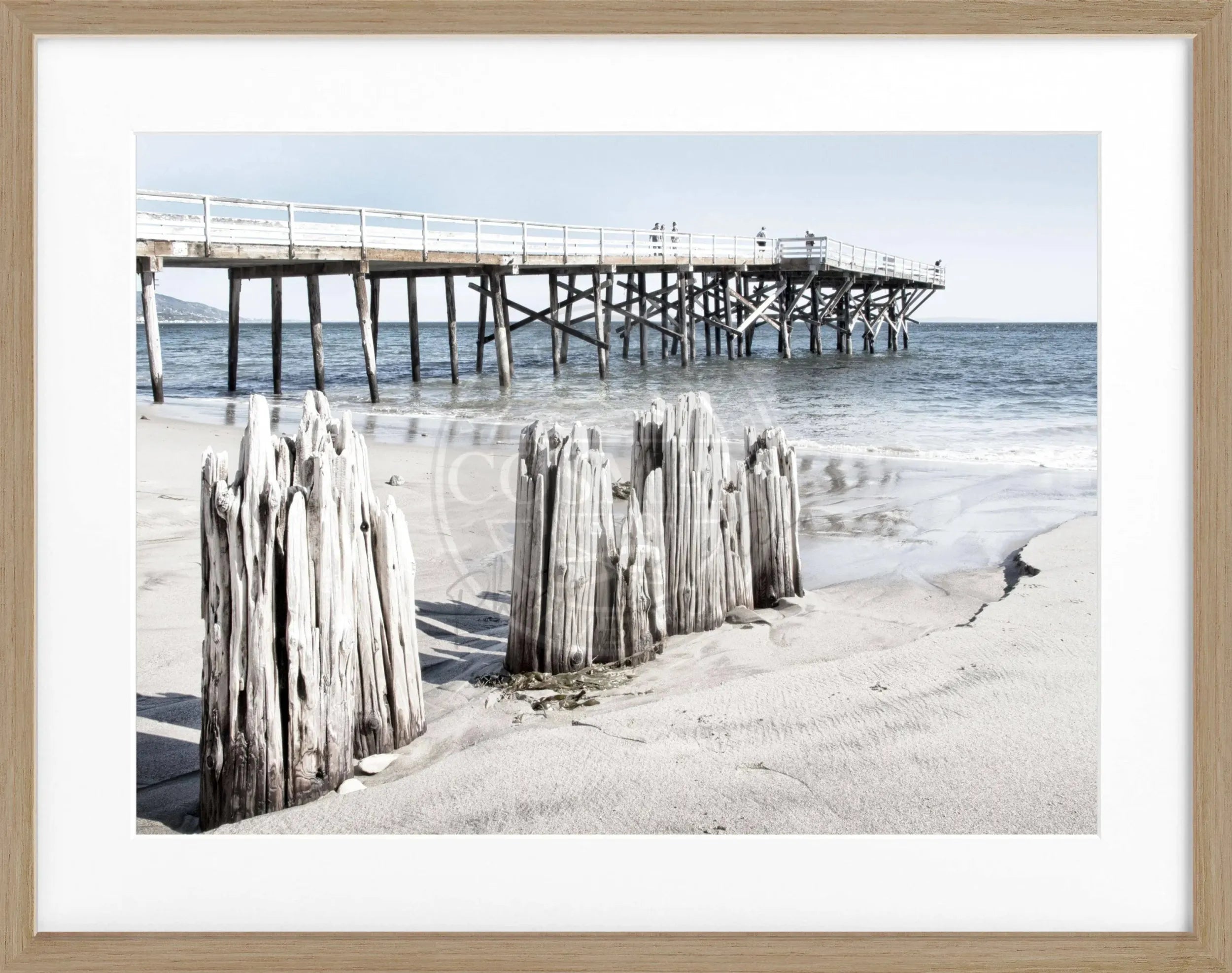 Schwarz-weißes Poster mit Rahmen, Kalifornien Malibu Beach, von Cosman-Photocollection, 31x25 cm, inspirierende Meereslandschaft