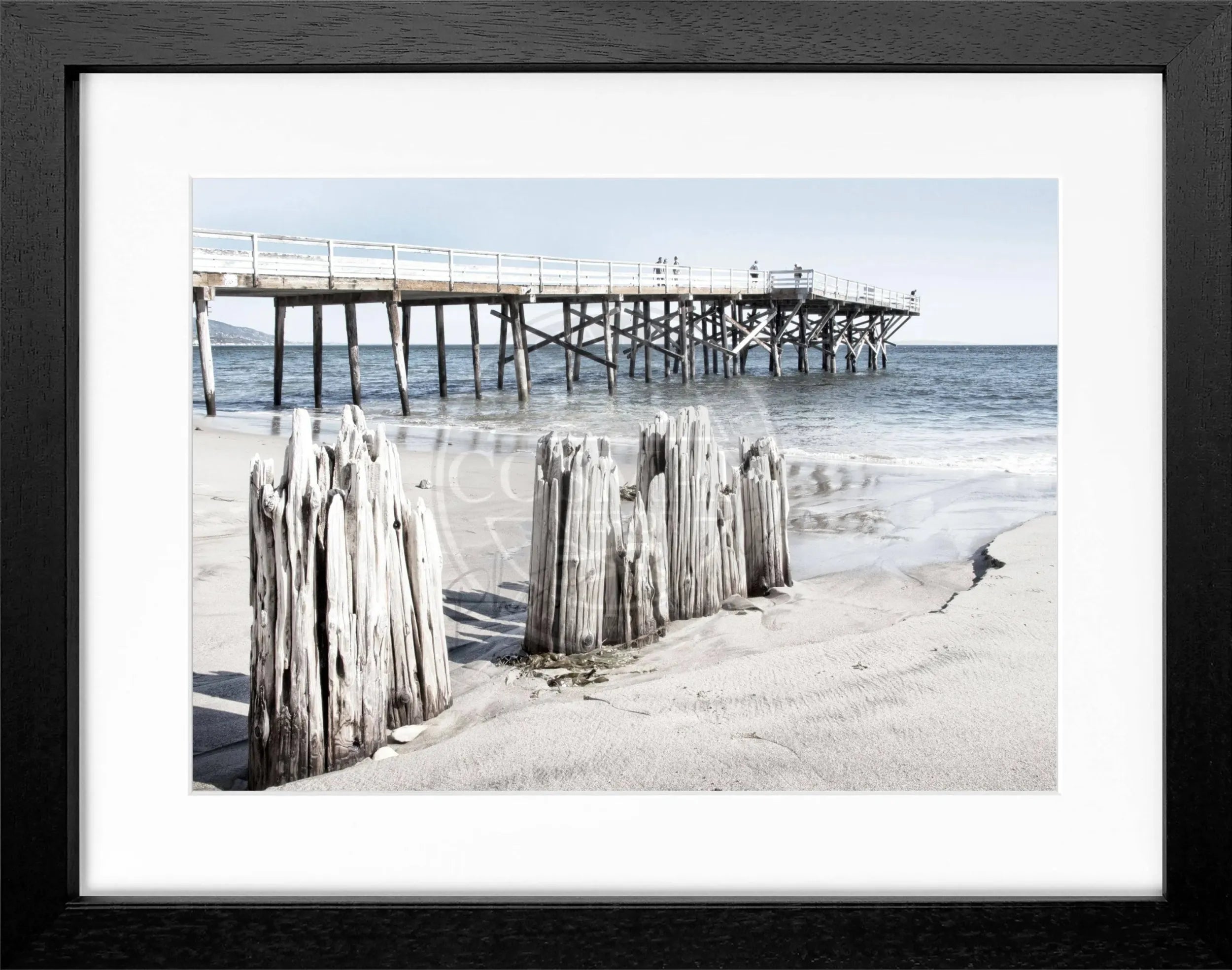 Schwarz-weiß Poster mit Rahmen, Kalifornien Malibu Beach, Cosman-Photocollection, 31x25cm, Wanddekoration