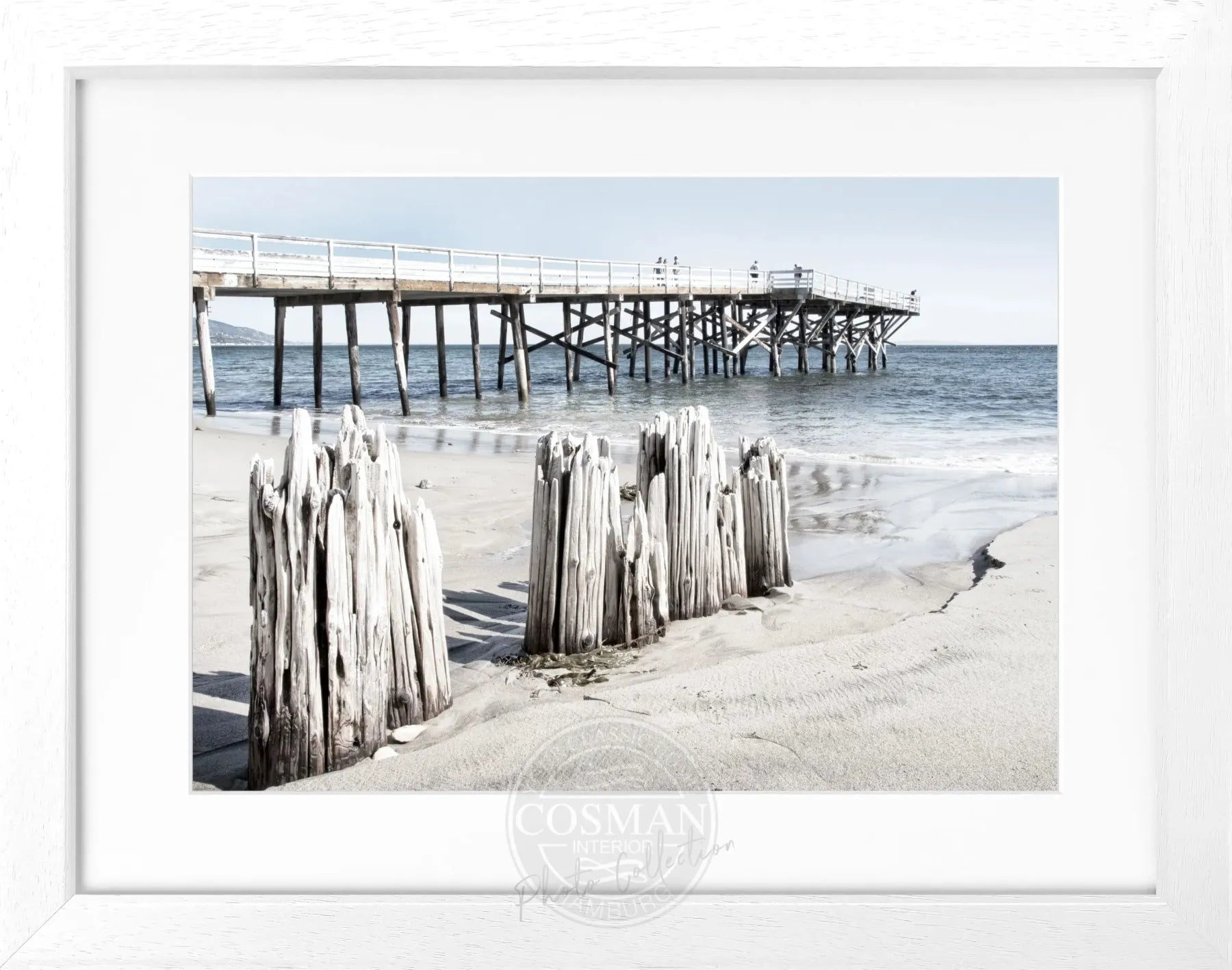 Schwarz-weiß Poster mit Rahmen, Kalifornien Malibu Beach, von Cosman-Photocollection, 31x25 cm, stilvolle Wanddekoration