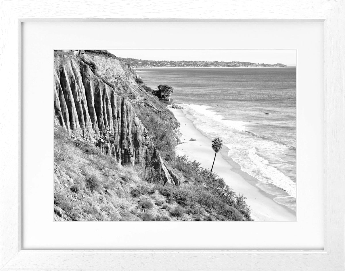 Schwarz-weiß Poster mit Rahmen, Kalifornien Malibu, von Cosman-Photocollection, 31x25 cm, Wanddekoration mit Meer- und Strandmotiv