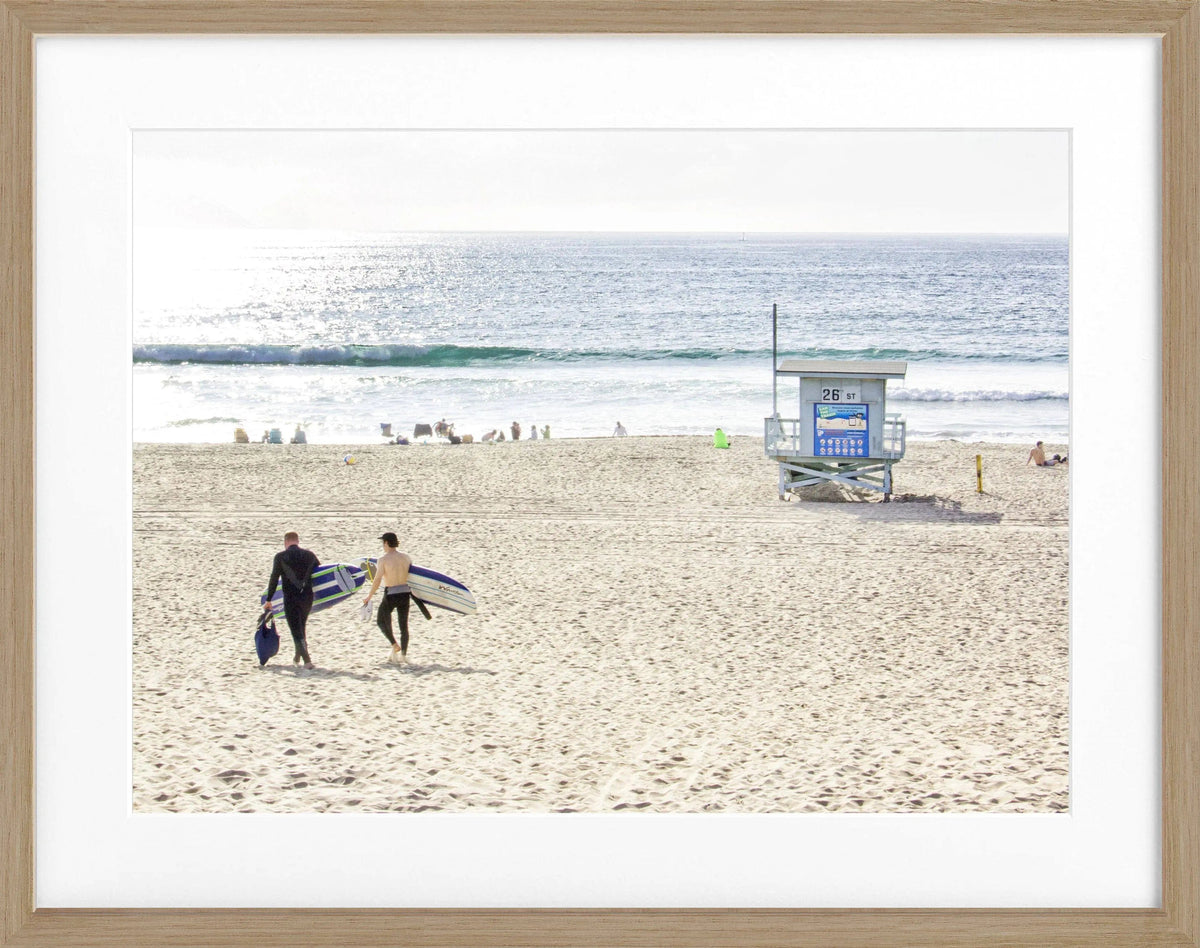 Schwarz-weiß Poster mit Rahmen von Kalifornien Manhattan Beach, von Cosman-Photocollection, 31x25 cm, fotografisches Kunstwerk