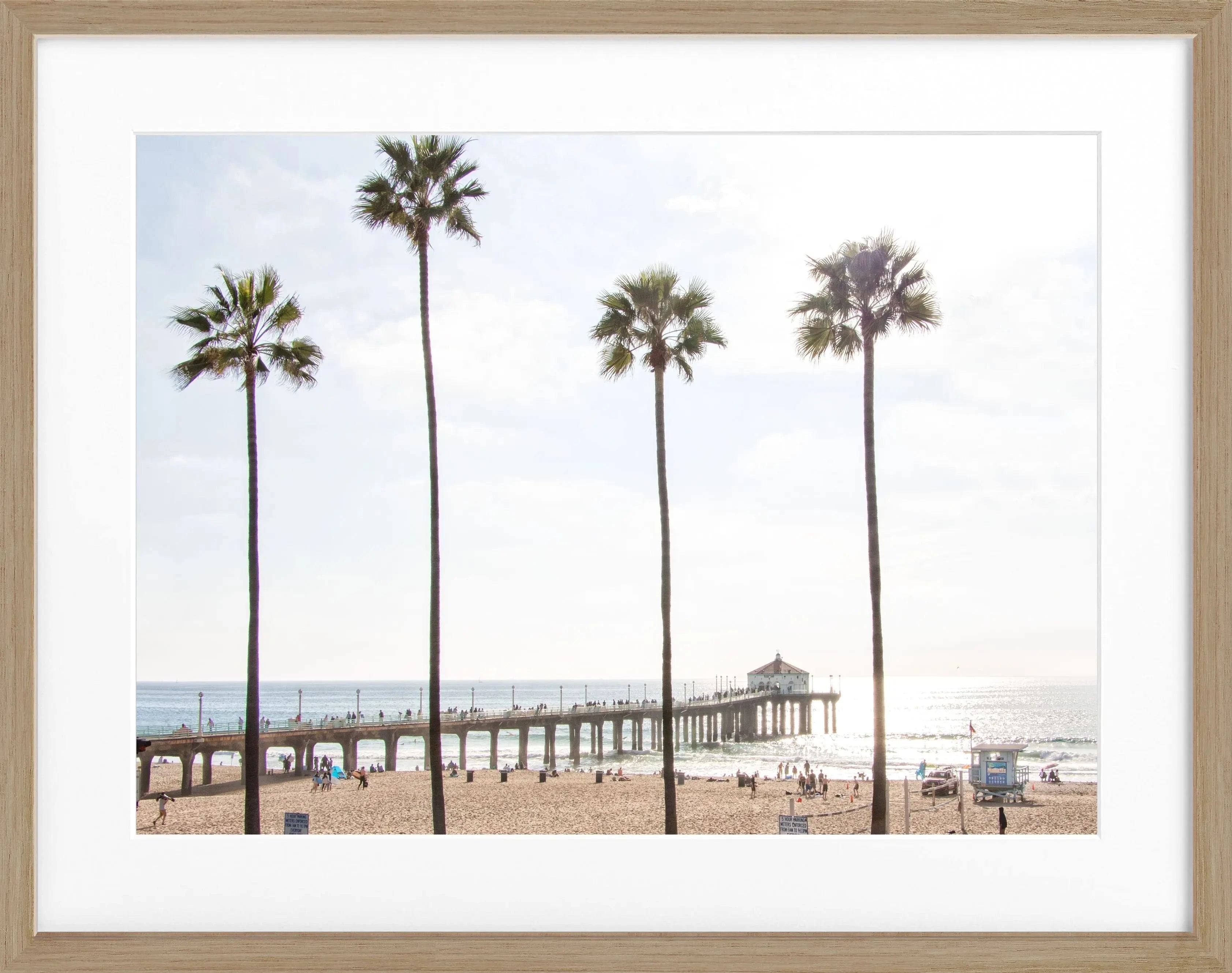 Schwarz-weiß Poster mit Rahmen von Cosman-Photocollection, Kalifornien Manhattan Beach, 31x25 cm, dekoratives Wandbild
