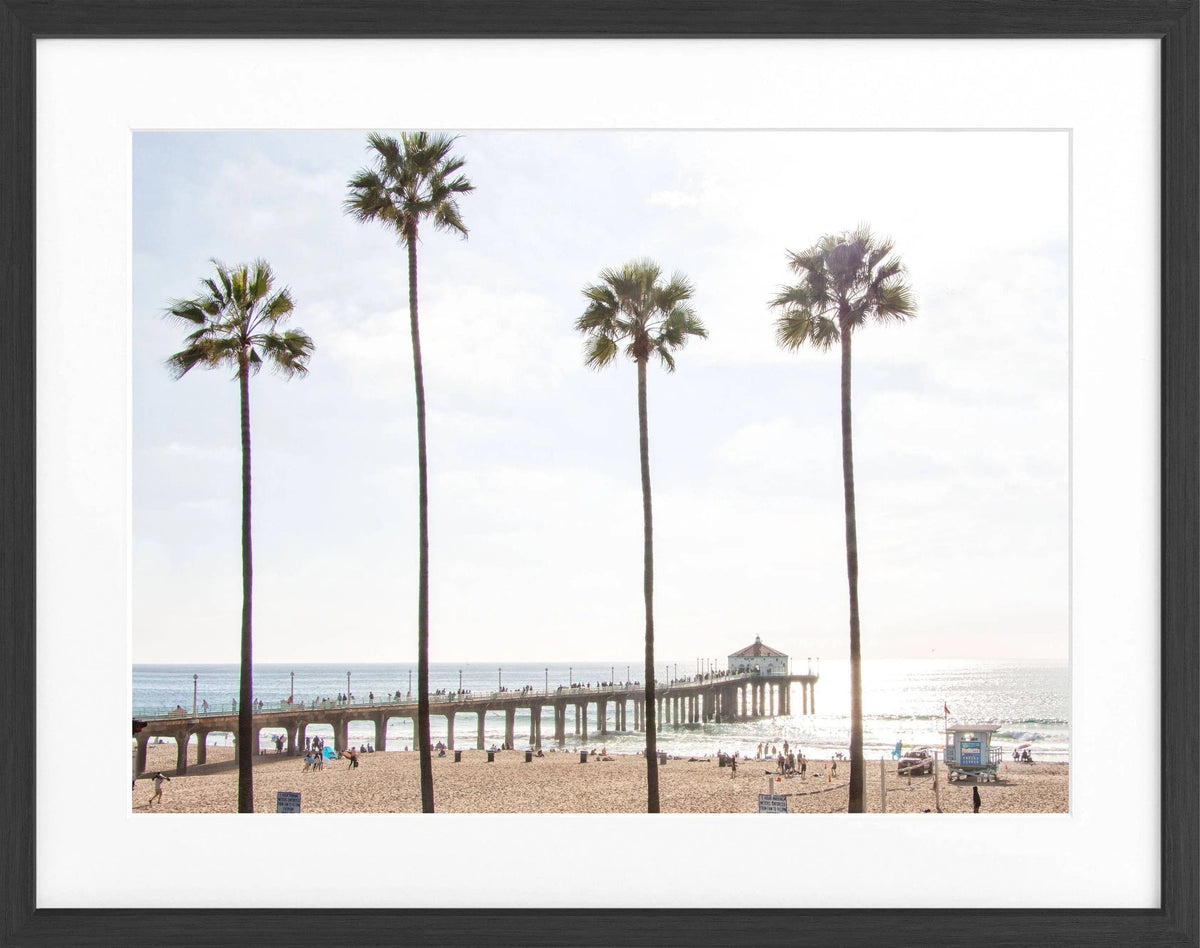 Schwarz-weiß Poster mit Rahmen von Cosman-Photocollection, Kalifornien Manhattan Beach, 31cm x 25cm, modernes Wandbild