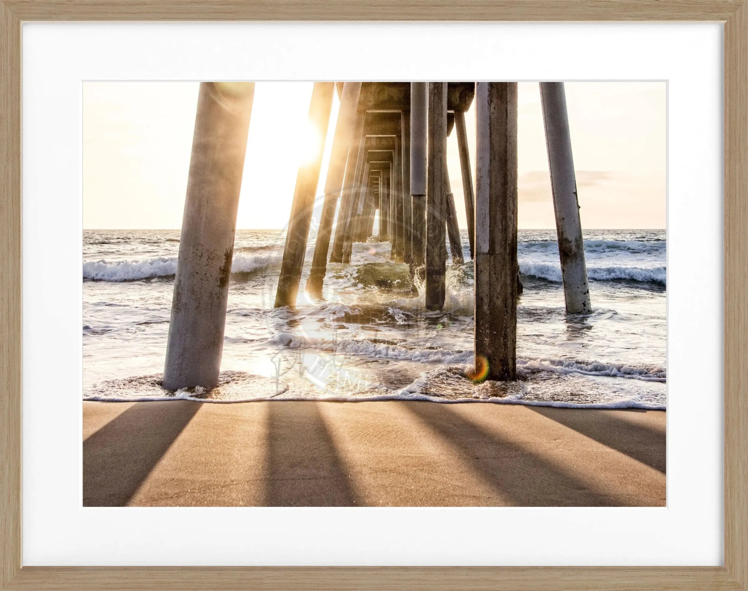 Schwarz-weiß Poster mit Rahmen von Cosman-Photocollection, Kalifornien Pier Motiv, 31x25cm, Wanddekoration
