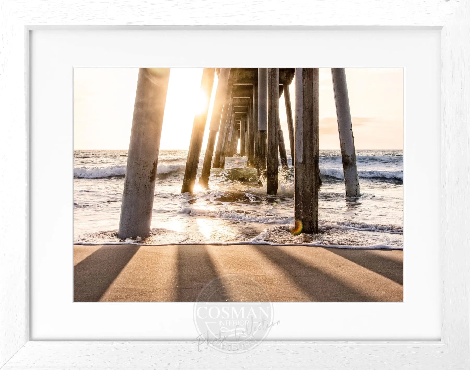 Schwarz-weiß Poster mit Rahmen von Kalifornien ’Pier’ von Cosman-Photocollection, Motiv im Format 31x25 cm, Wanddekoration
