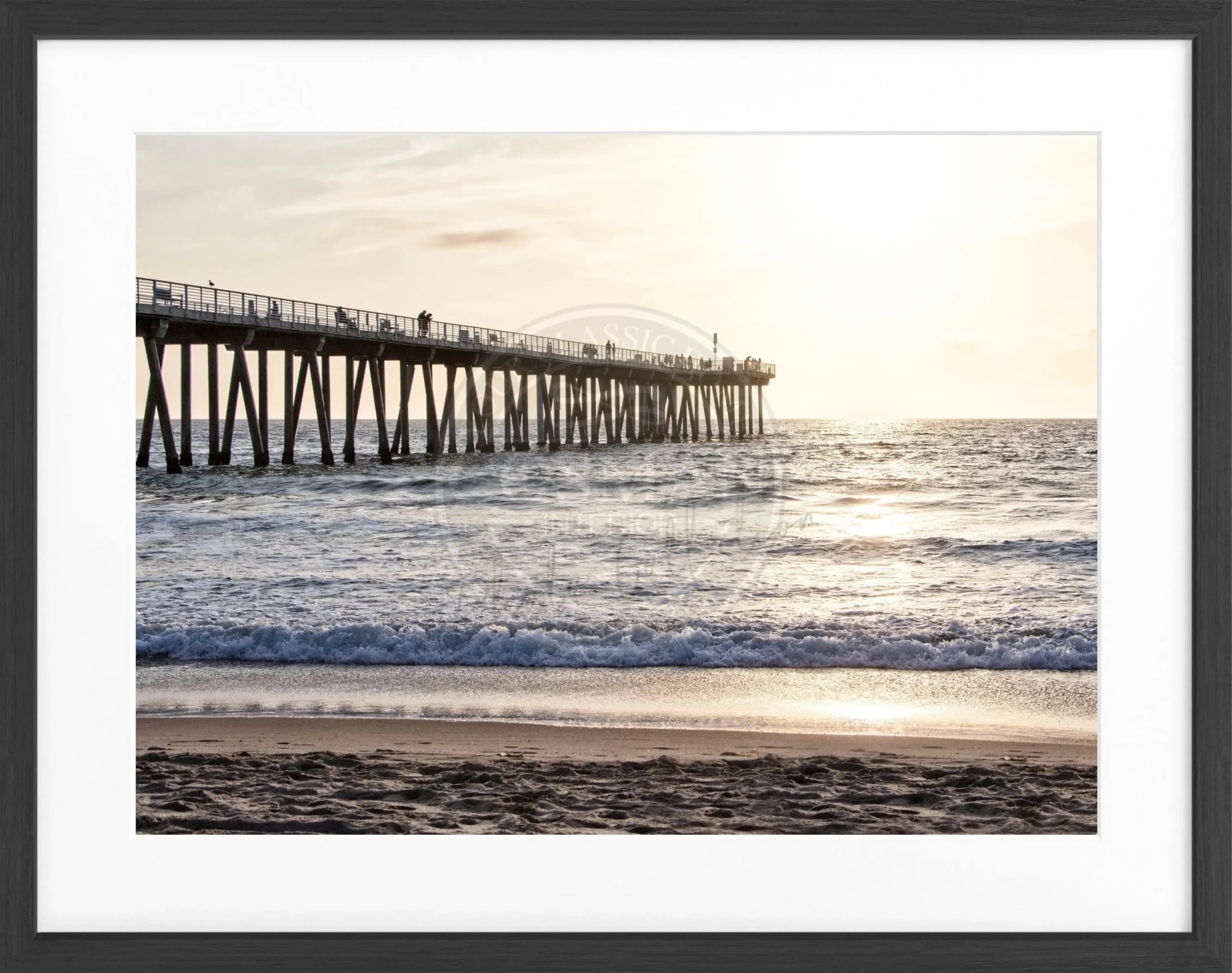Schwarz-weiß Poster mit Rahmen von Kalifornien ’Pier’ von Cosman-Photocollection, 31x25cm, Wanddekoration
