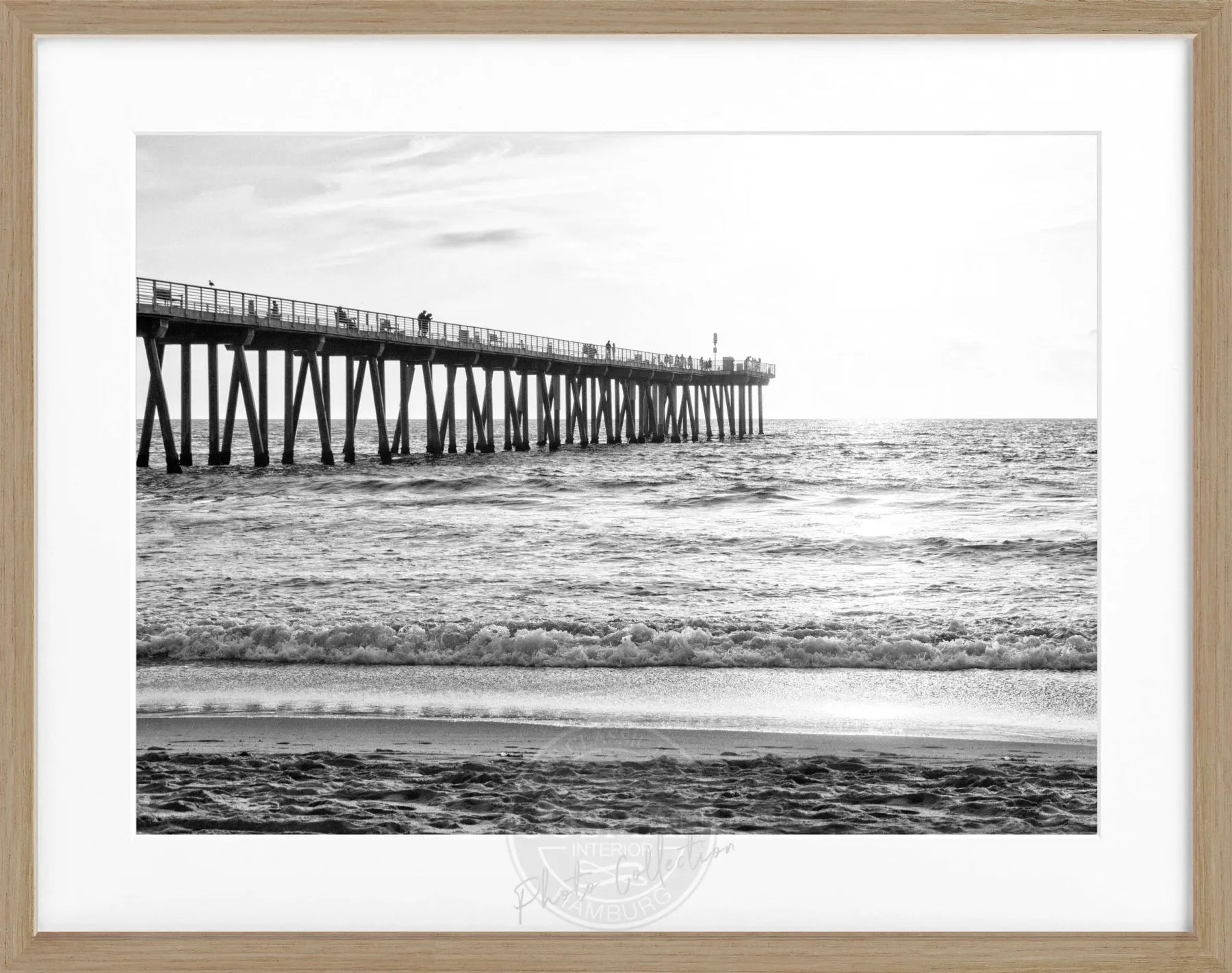 Schwarz-weiß Poster mit Rahmen von Cosman-Photocollection, Kalifornien Pier, 31x25 cm, Motiv in Schwarz und Weiß