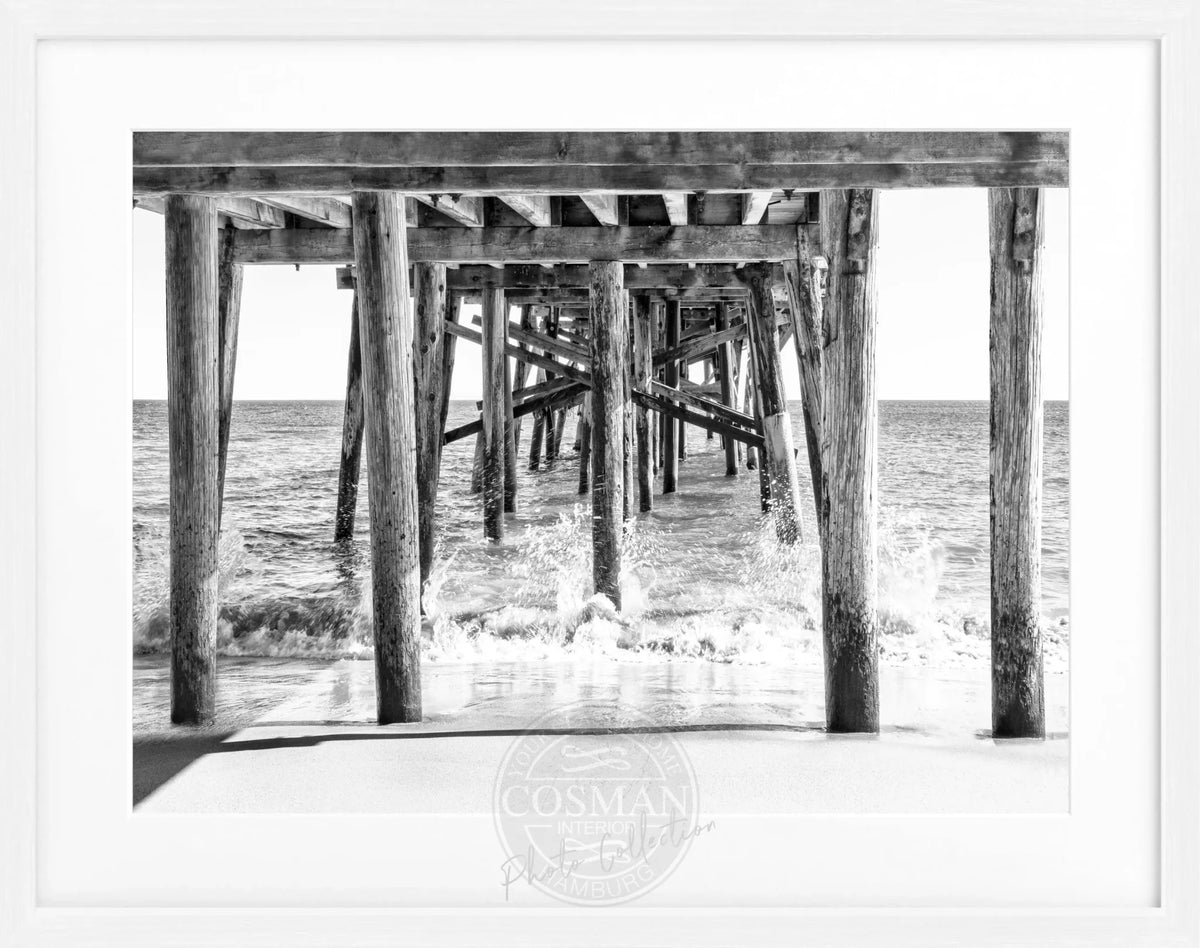 Schwarz-weiß Poster mit Rahmen von Kalifornien ’Pier’ von Cosman-Photocollection, 31x25cm, Wanddekoration im Fotostil