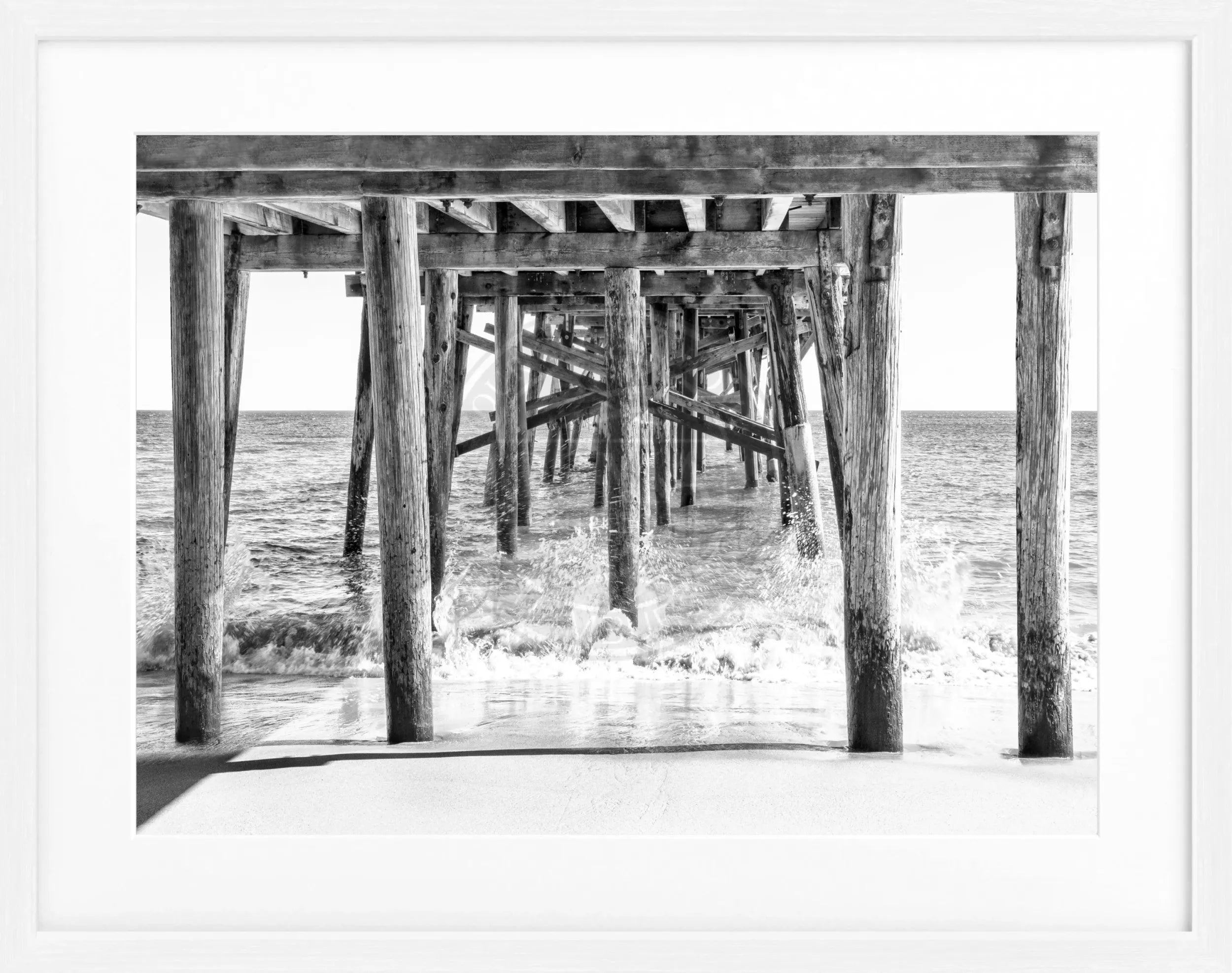 Schwarz-weiß Poster mit Rahmen von Kalifornien ’Pier’ von Cosman-Photocollection, 31x25cm, Wanddekoration im Fotostil