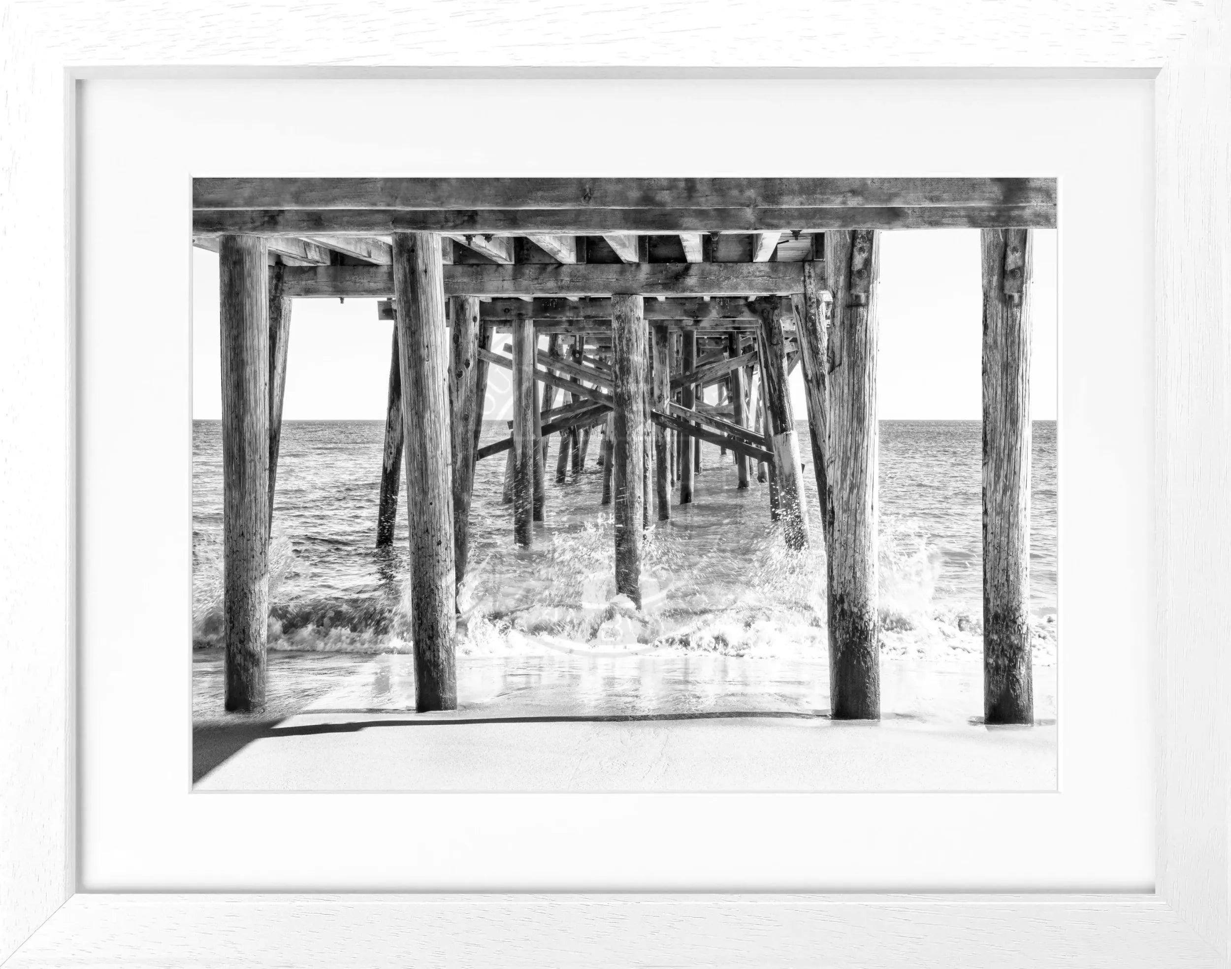 Schwarz-weiß Poster mit Rahmen von Cosman-Photocollection, Kalifornien Pier, 31x25cm, fotografisches Kunstwerk