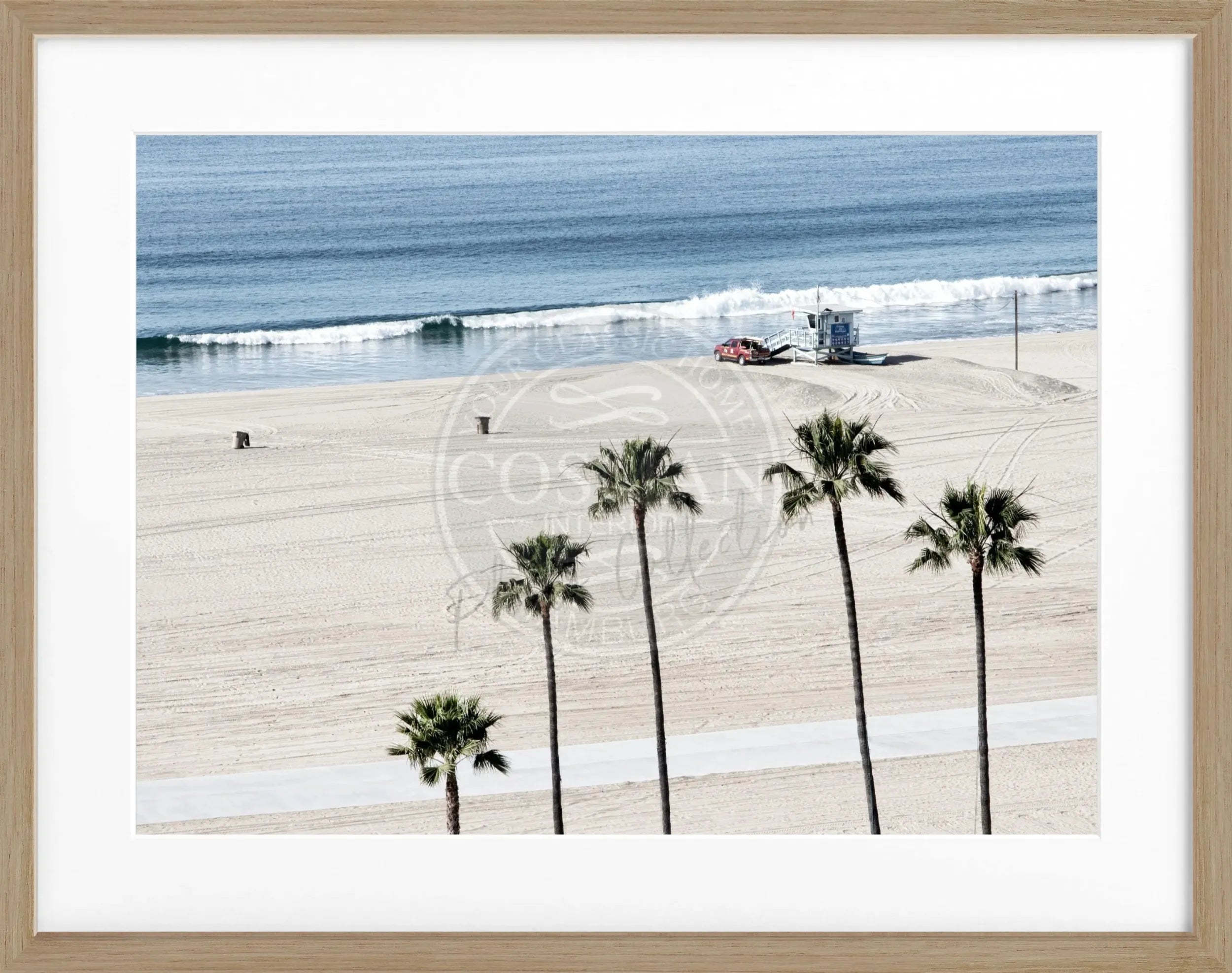 Schwarz-weiß Poster mit Rahmen von Cosman-Photocollection, Kalifornien Santa Monica Beach, 31x25 cm, dezent und stilvoll.