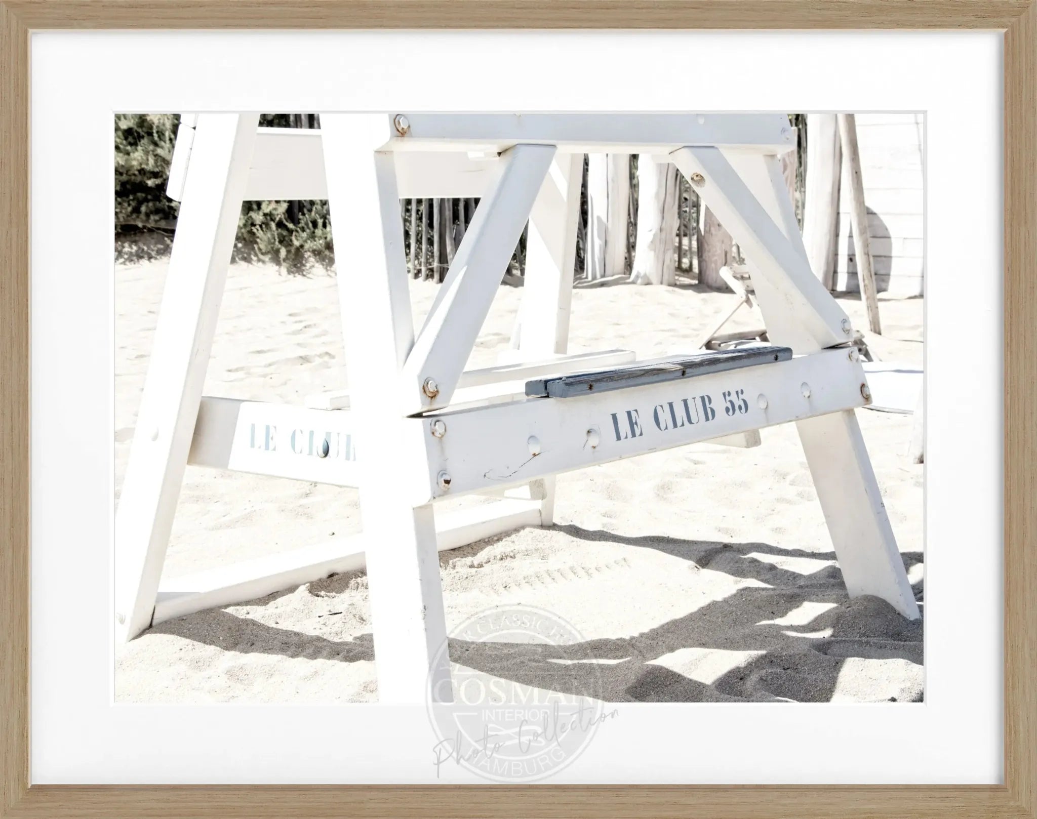 Schwarz-weiß Poster mit Rahmen von Cosman-Photocollection, Motiv ’Le Club 55’ Saint Tropez, 31x25 cm