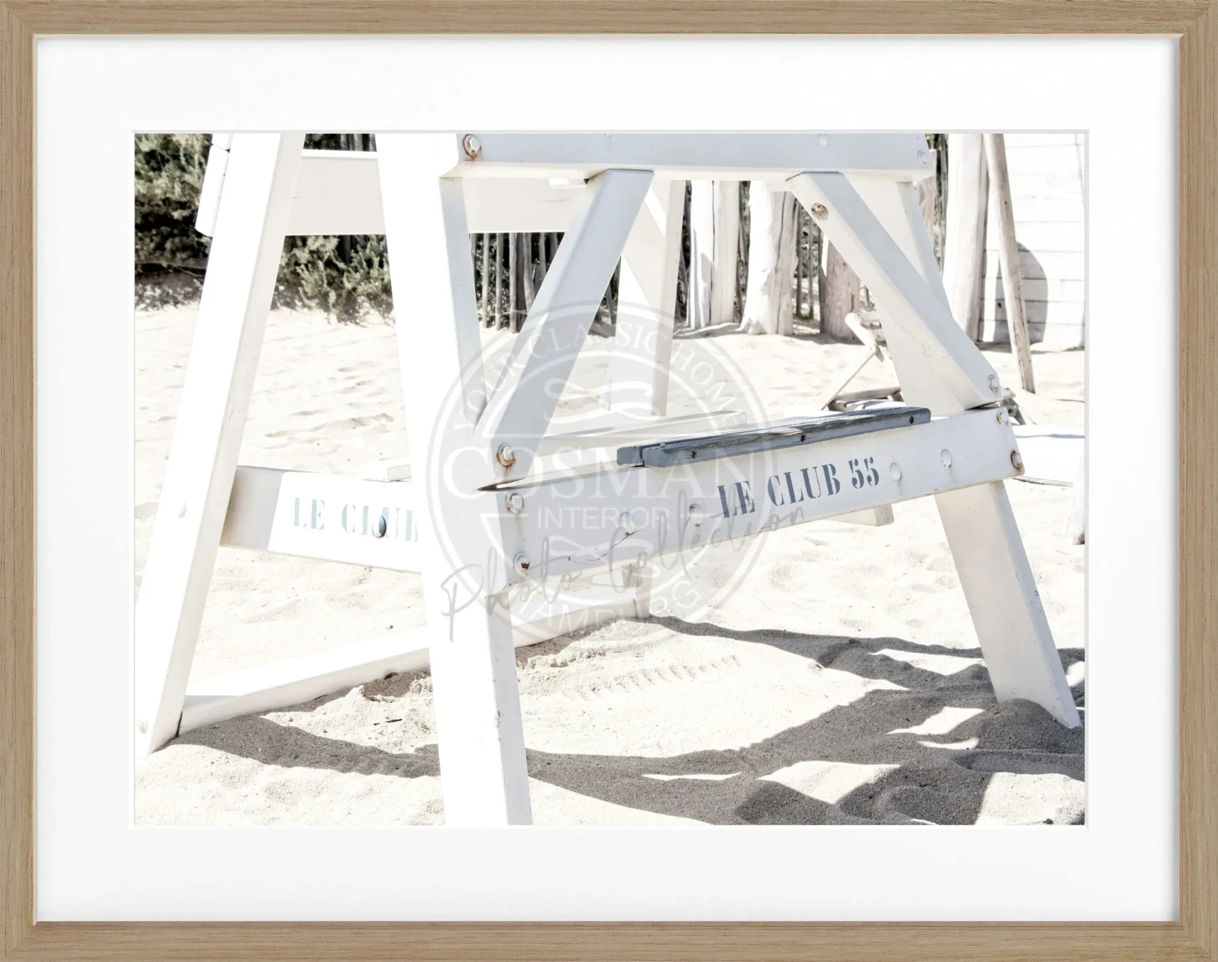 Schwarz-weiß Poster mit Rahmen von Cosman-Photocollection, Motiv ’Le Club 55’ Saint Tropez, 31x25 cm