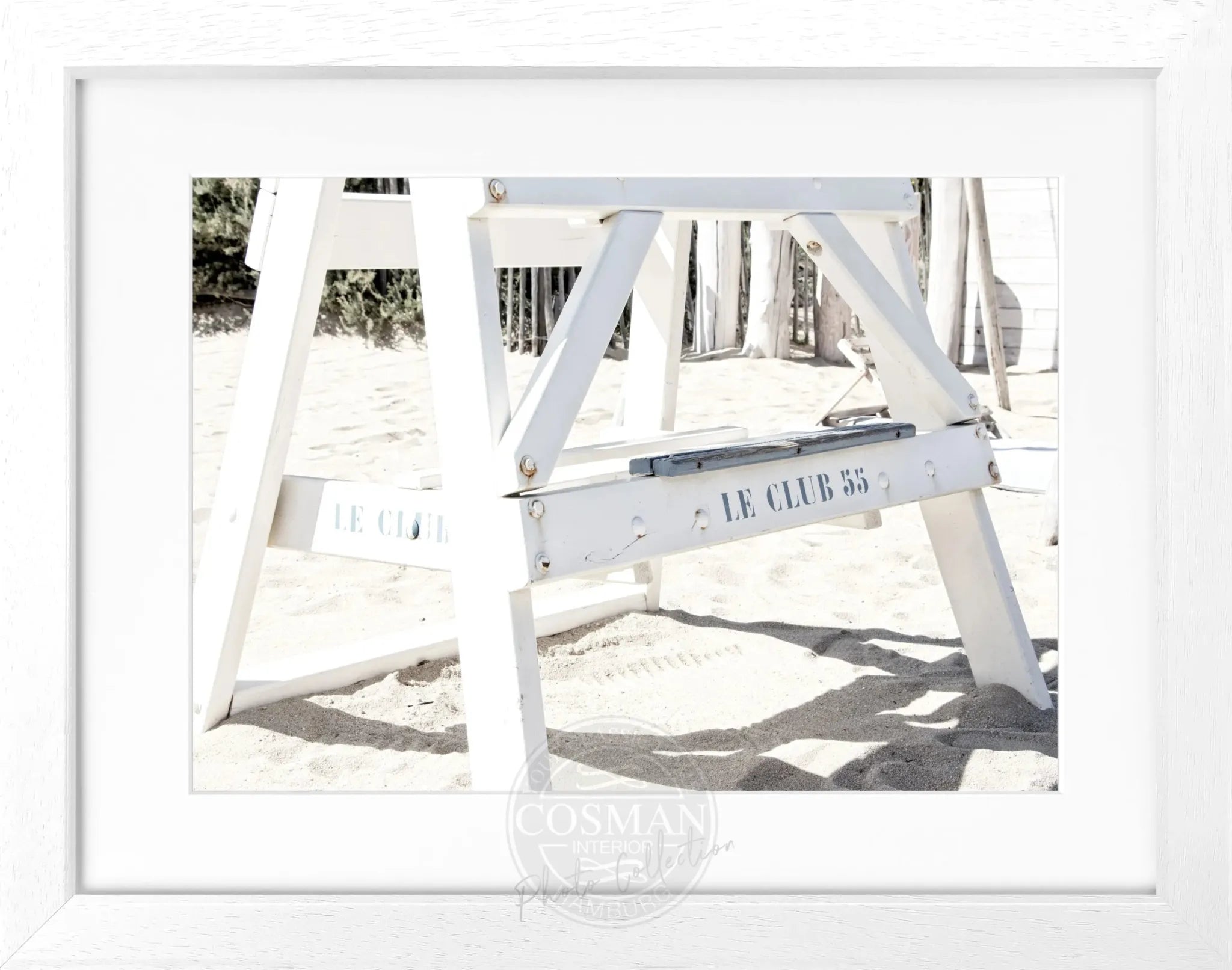 Schwarz-weiß Poster mit Rahmen ‘Le Club 55’ Saint Tropez von Cosman-Photocollection, 31x25 cm, elegantes Wandbild