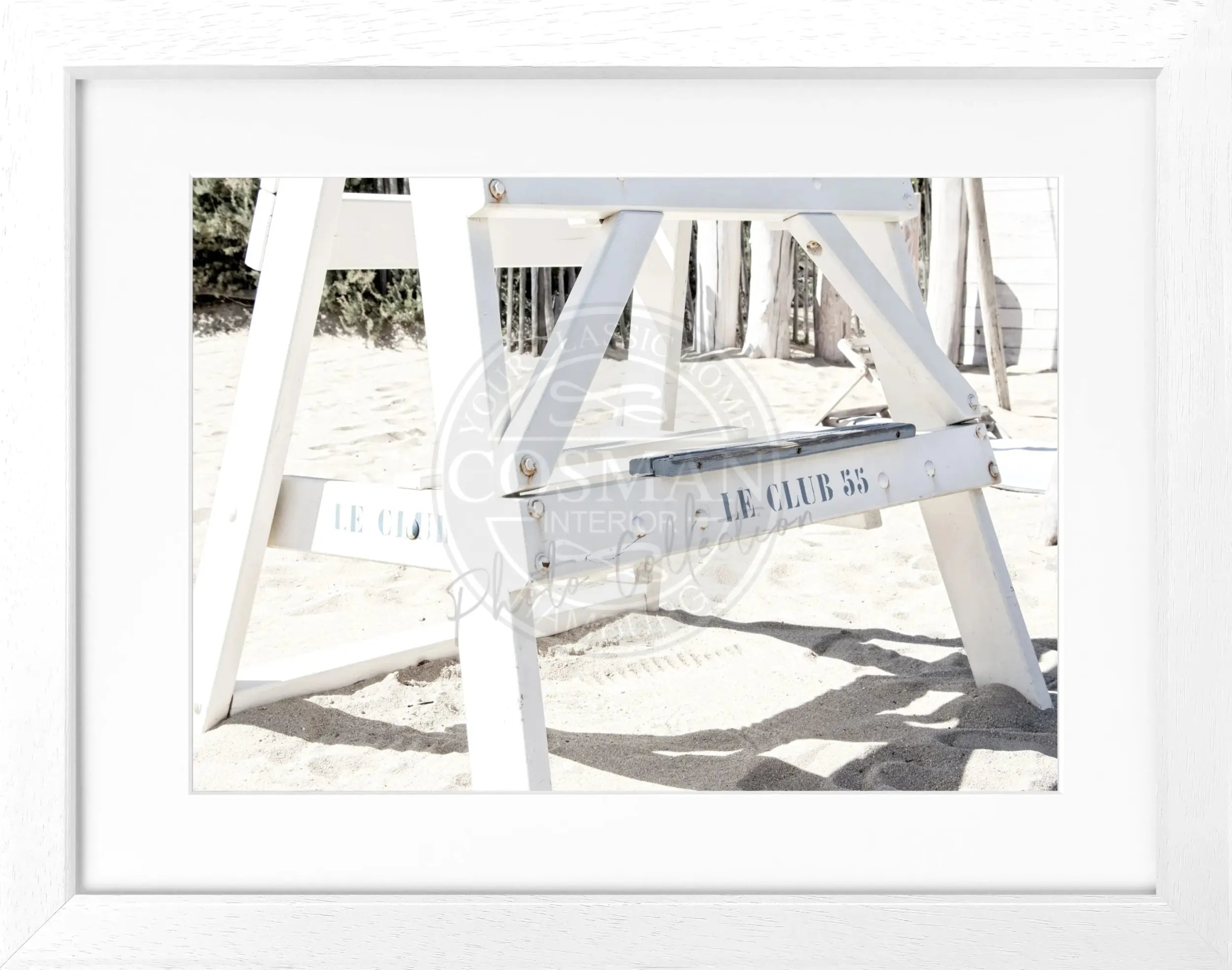 Schwarz-weiß Poster mit Rahmen ‘Le Club 55’ Saint Tropez von Cosman-Photocollection, 31x25 cm, elegantes Wandbild