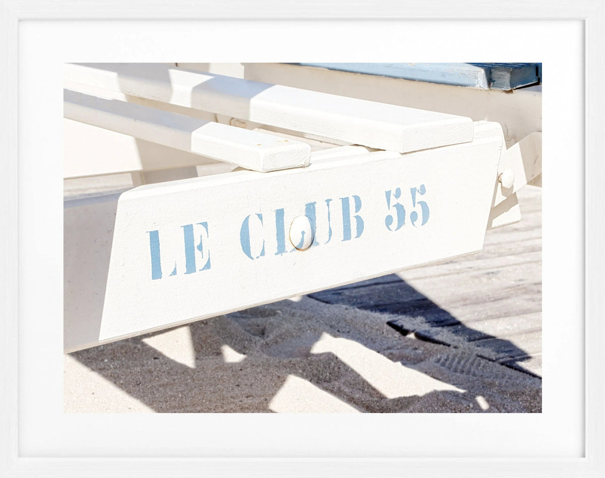 Schwarz-weiß Poster mit Rahmen ’Le Club 55’ Saint Tropez, von Cosman-Photocollection, 31x25 cm, elegantes Wandbild