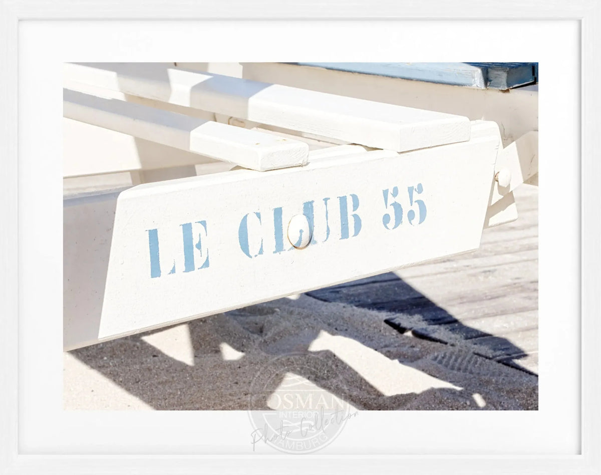 Schwarz-weiß Poster mit Rahmen ’Le Club 55’ Saint Tropez, von Cosman-Photocollection, 31x25 cm, elegantes Wandbild