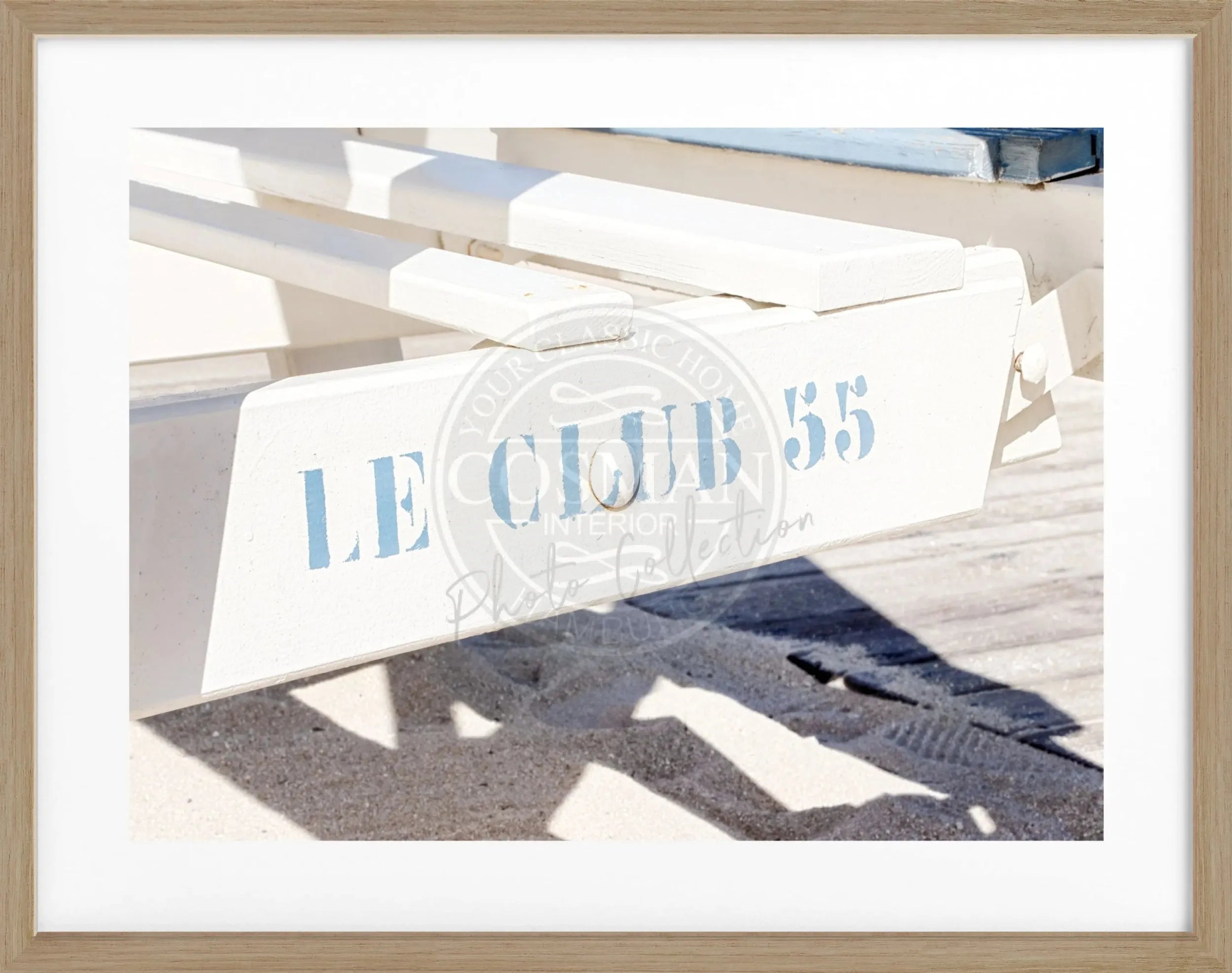 Schwarz-weiß Poster mit Rahmen von Cosman-Photocollection, Le Club 55 Saint Tropez, Motiv 31x25cm, stilvolle Wanddekoration