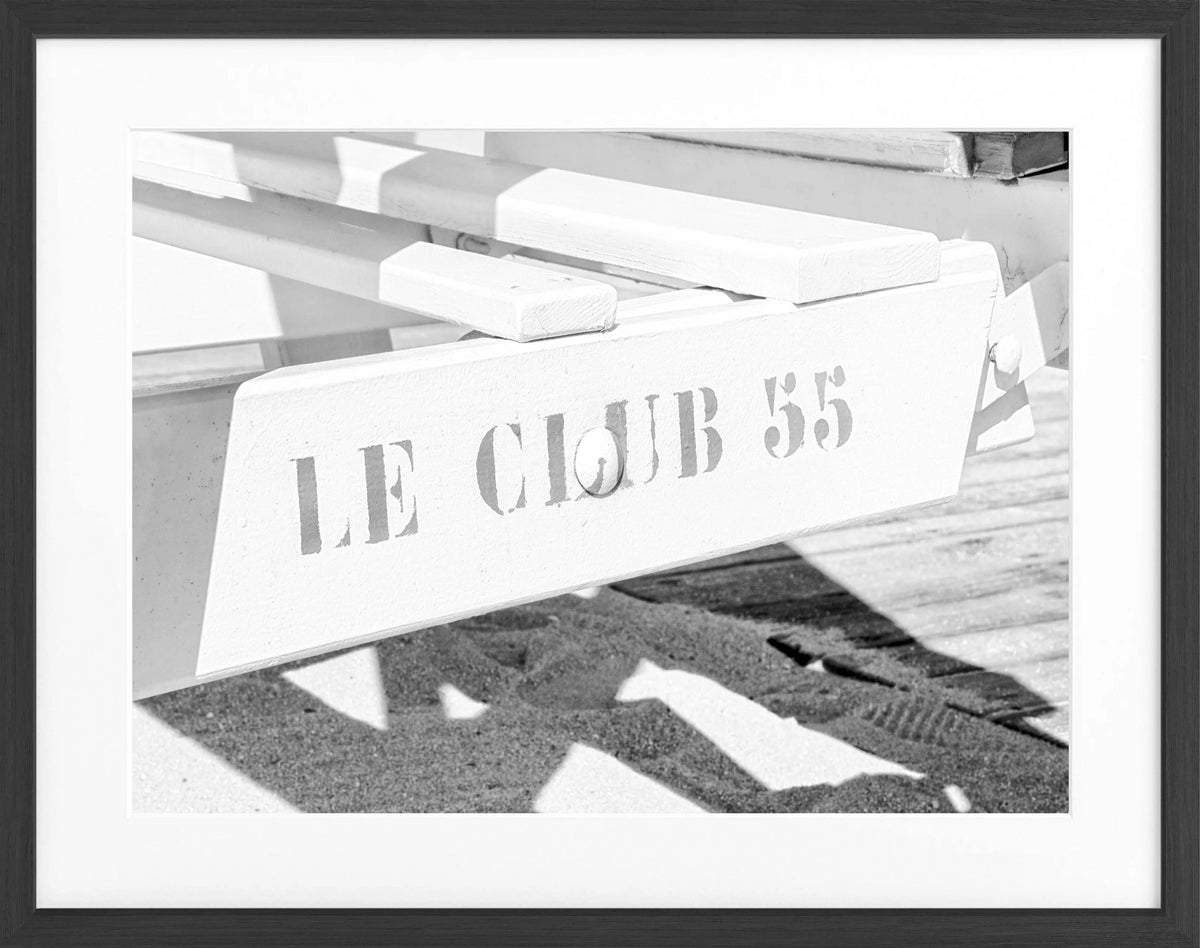 Schwarz-weiß Poster mit Rahmen 'Le Club 55' Saint Tropez, von Cosman-Photocollection, 31x25 cm, stilvolle Wanddekoration