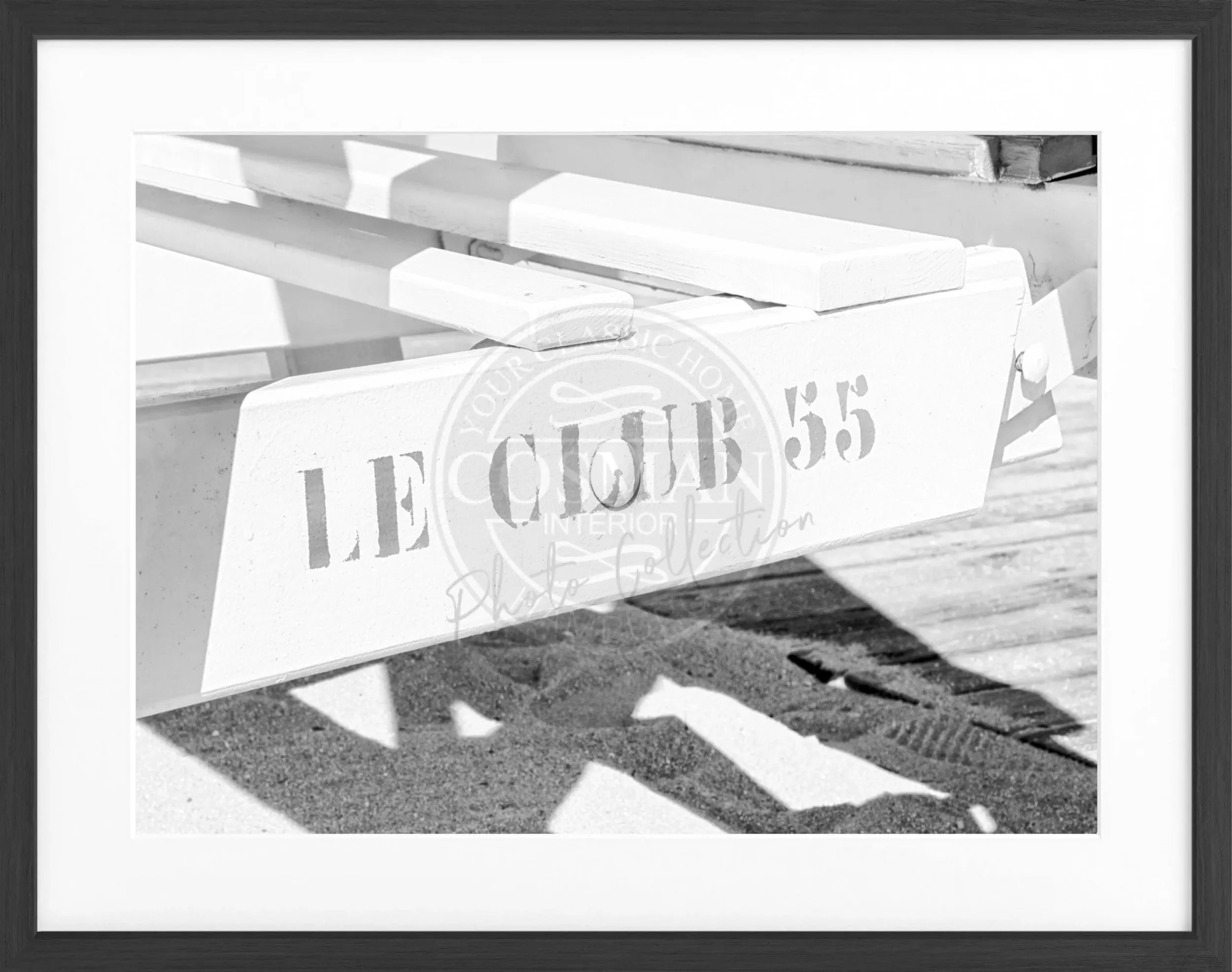 Schwarz-weiß Poster mit Rahmen 'Le Club 55' Saint Tropez, von Cosman-Photocollection, 31x25 cm, stilvolle Wanddekoration