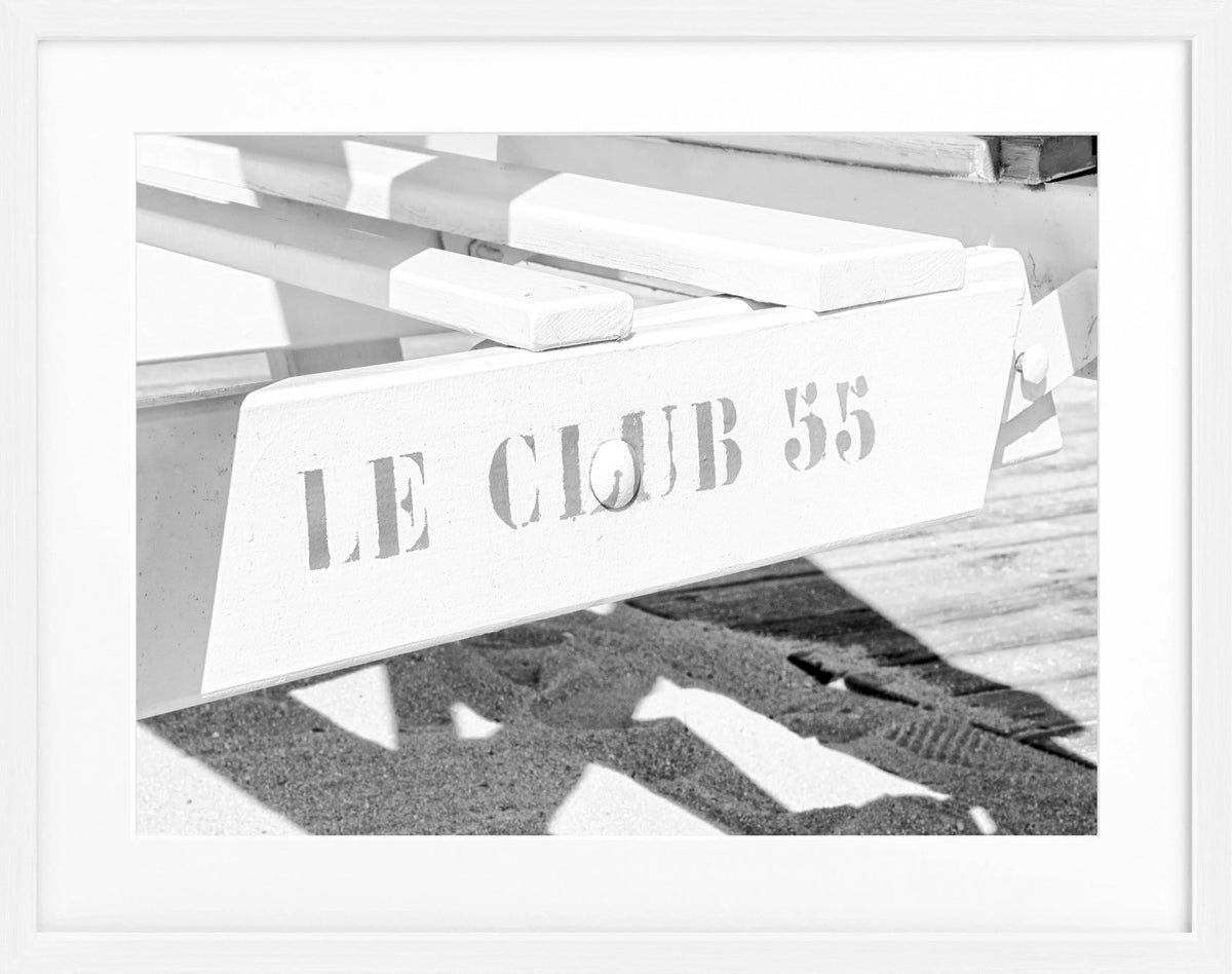 Schwarz-weiß Poster mit Rahmen von Cosman-Photocollection, Motiv ’Le Club 55’ in Saint Tropez, 31x25 cm, stilvolle Wanddekoration