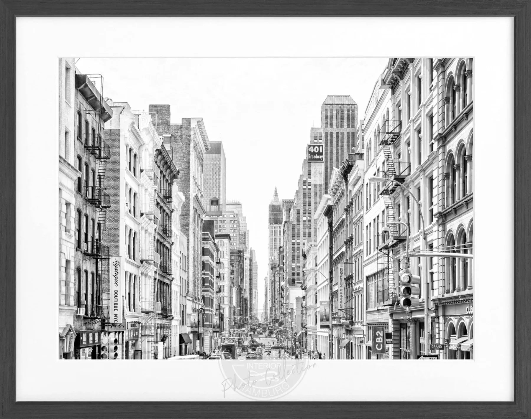Schwarz-weiß Poster mit Rahmen, New York Broadway Motiv, von Cosman-Photocollection, 31x25 cm, Wanddekoration