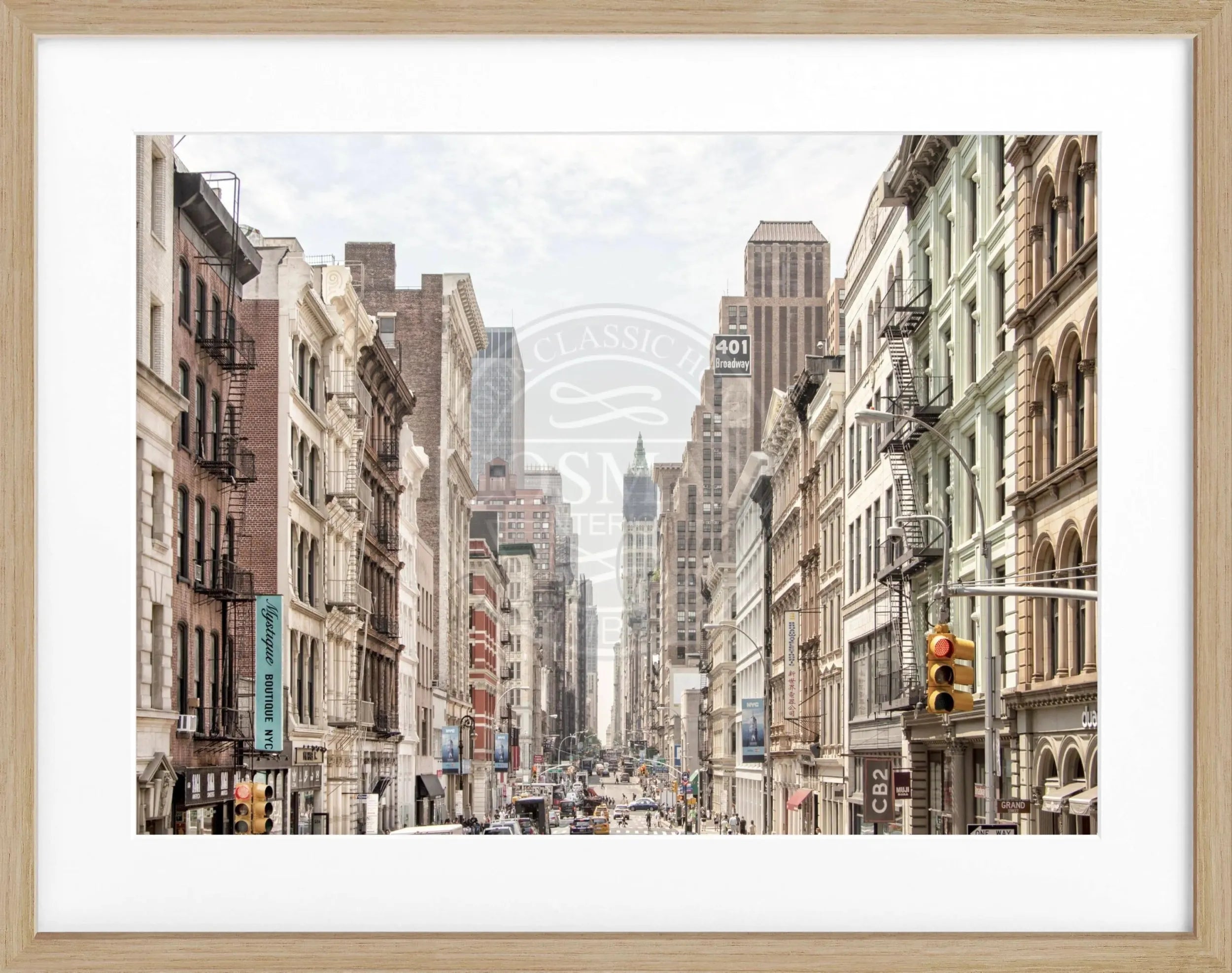 Schwarzweiß-Poster mit Rahmen, New York Broadway Motiv, von Cosman-Photocollection, 31x25 cm, stilvolle Wanddekoration
