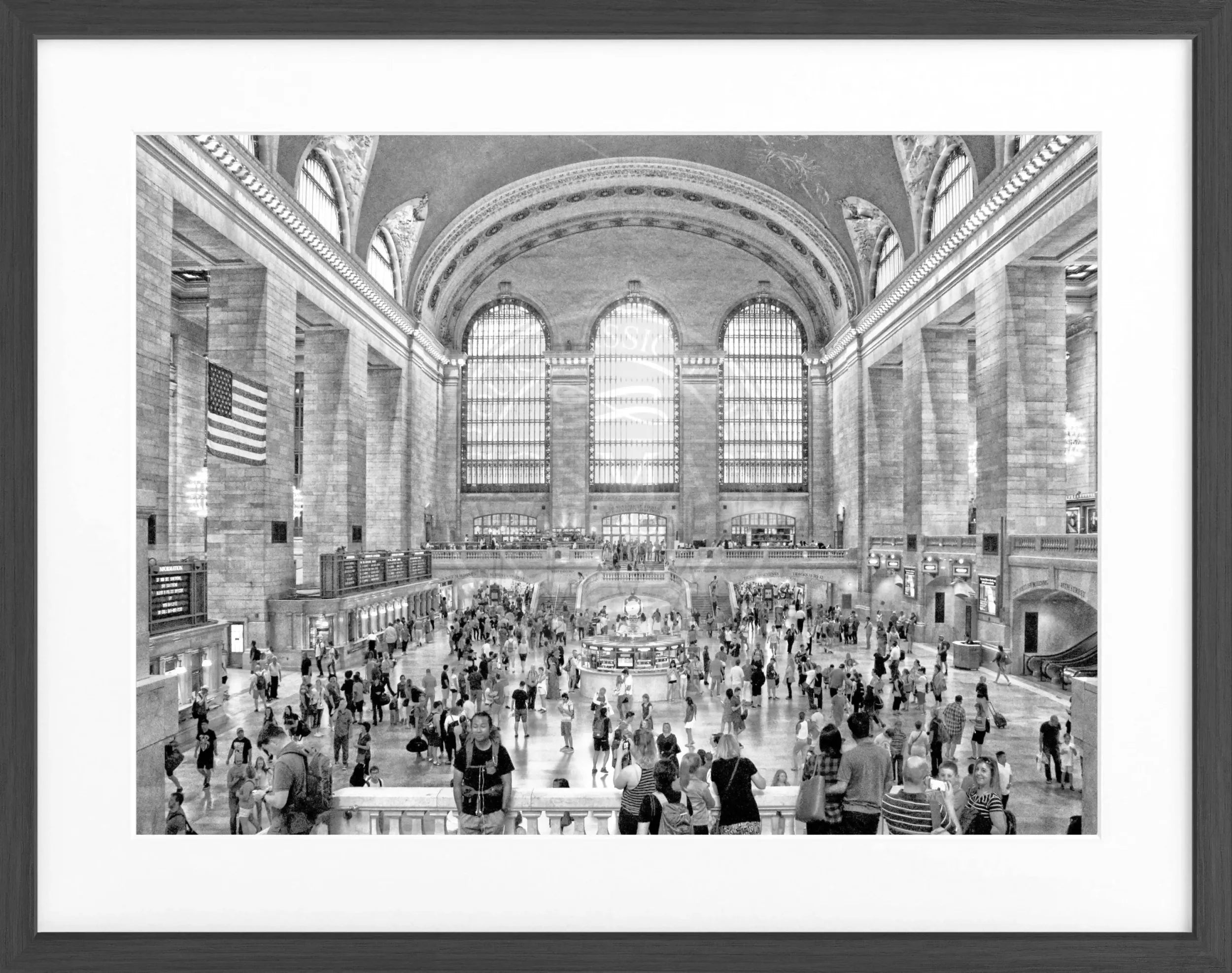 Schwarz-weiß Poster mit Rahmen von Cosman-Photocollection, Motiv der New York Central Station, 31x25 cm