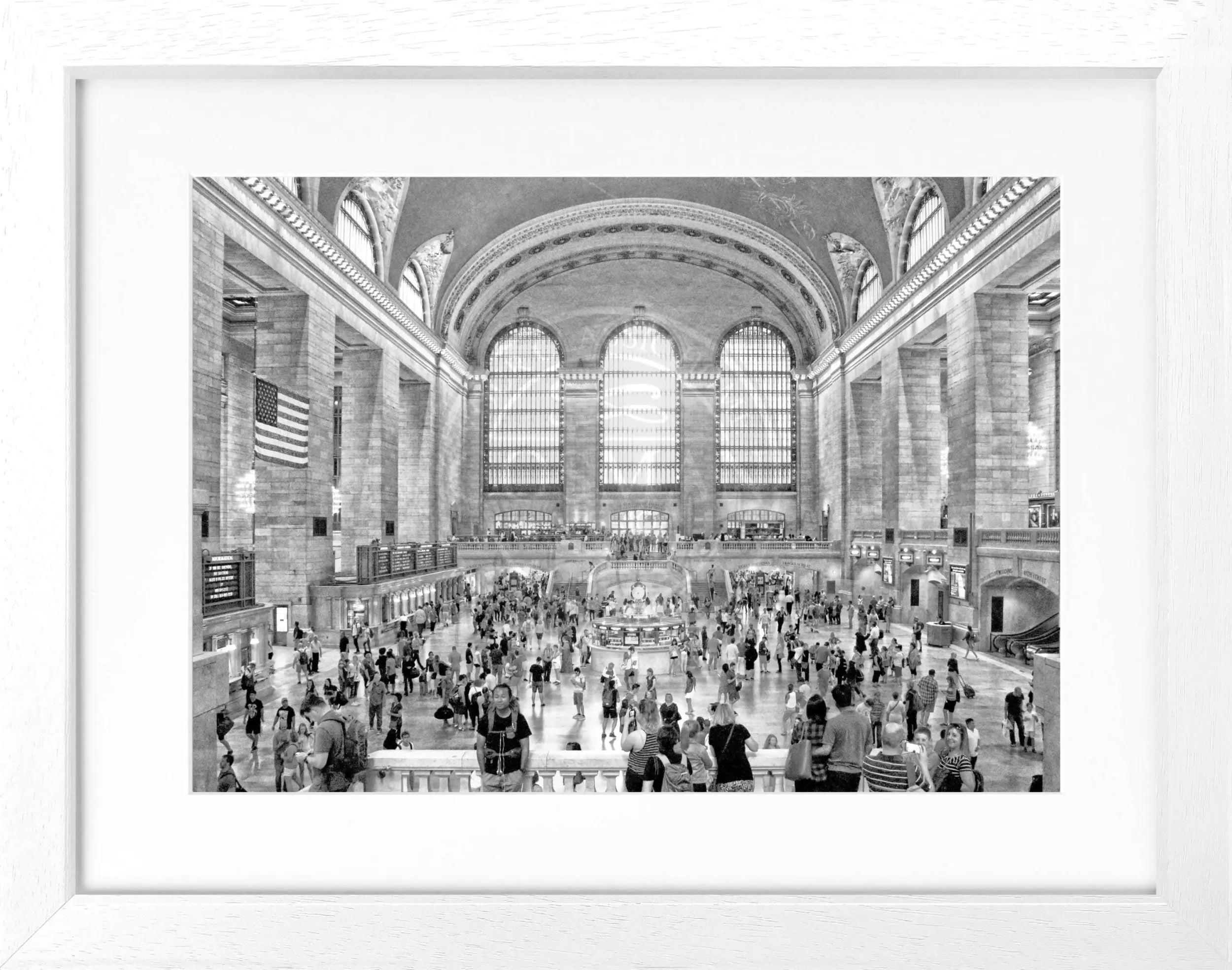 Schwarz-weiß Poster mit Rahmen von Cosman-Photocollection, Motiv der New York Central Station, 31x25cm, Wanddekoration