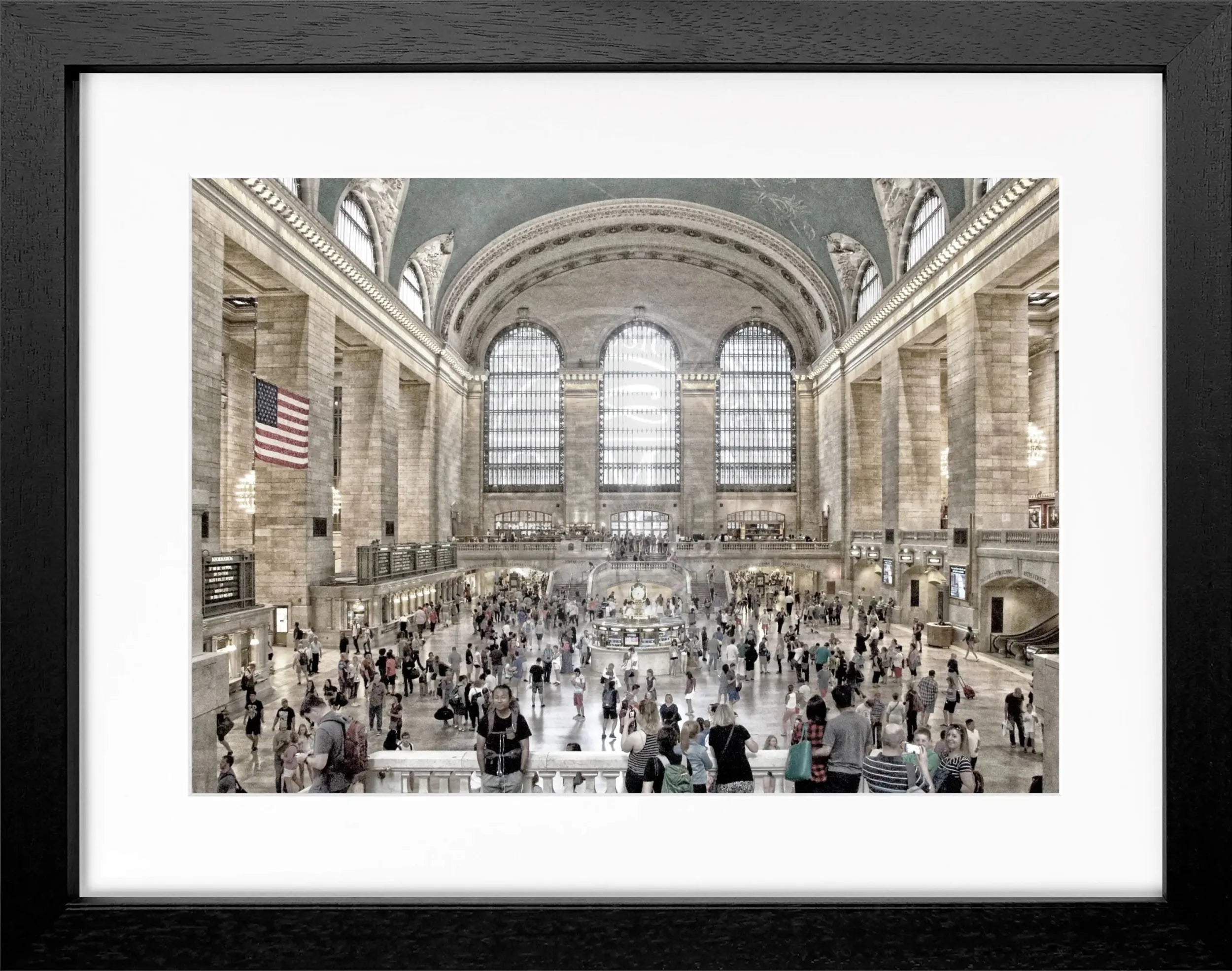 Schwarz-weiß Poster mit Rahmen von Cosman-Photocollection, Motiv der New York Central Station, 31x25 cm, Wanddekoration