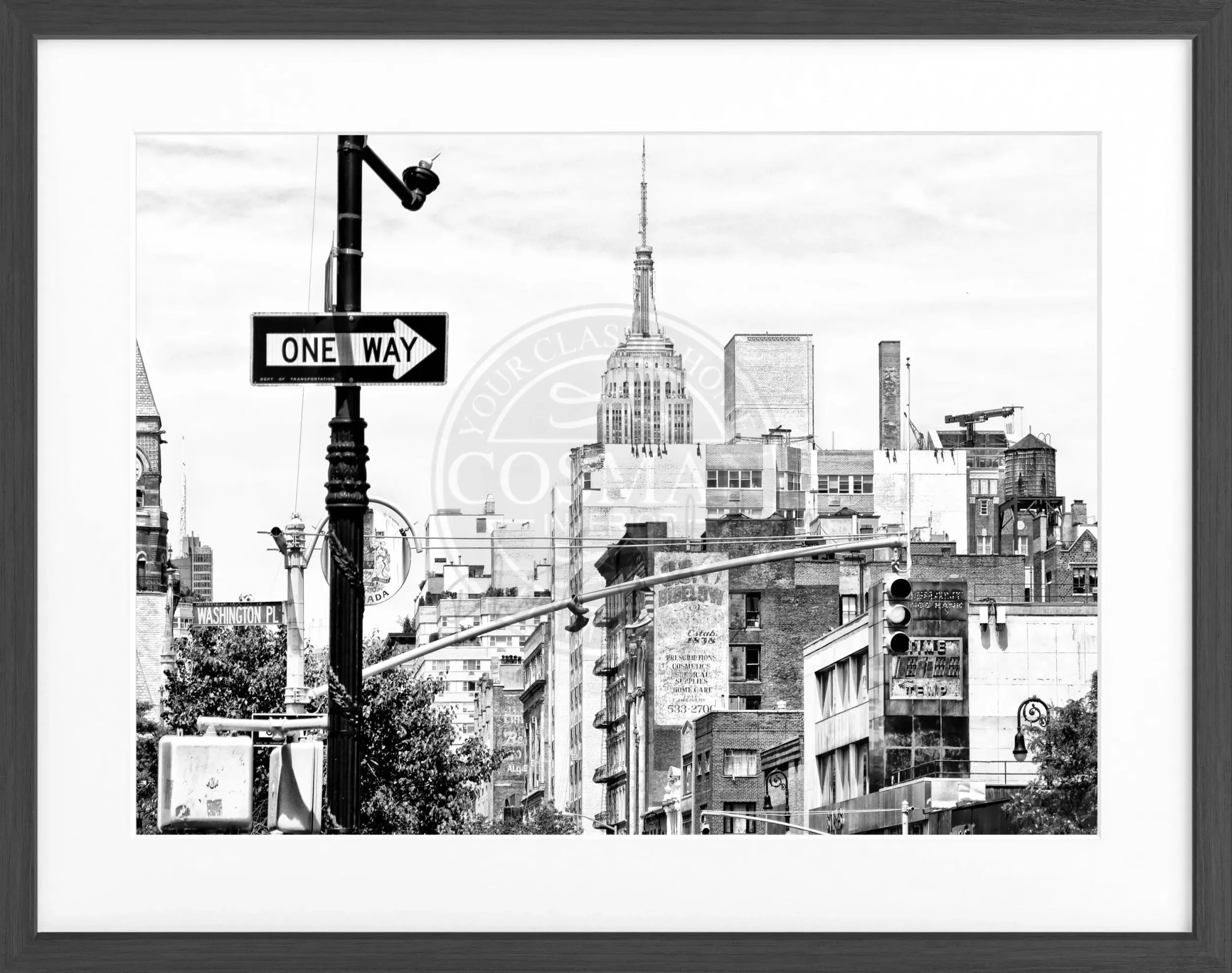 Schwarz-weiß Poster mit Rahmen, New York Empire State Building, Cosman-Photocollection, 31x25cm, Wanddekoration