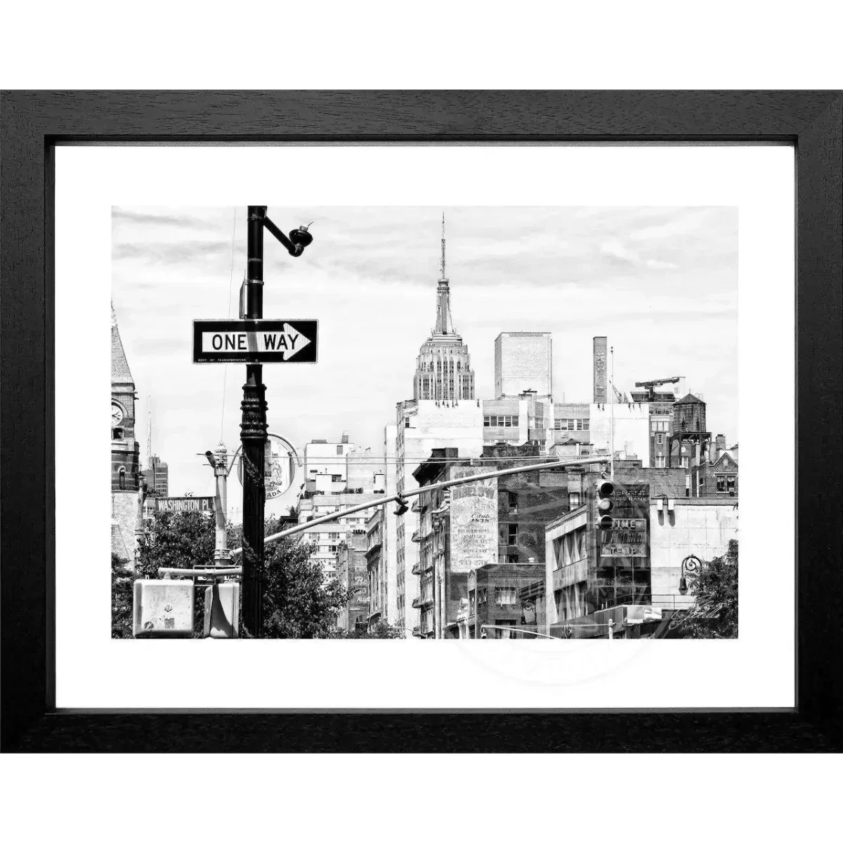 Schwarz-weiß Poster mit Rahmen, New York Empire State Building, von Cosman-Photocollection, 31x25cm, Wanddekoration