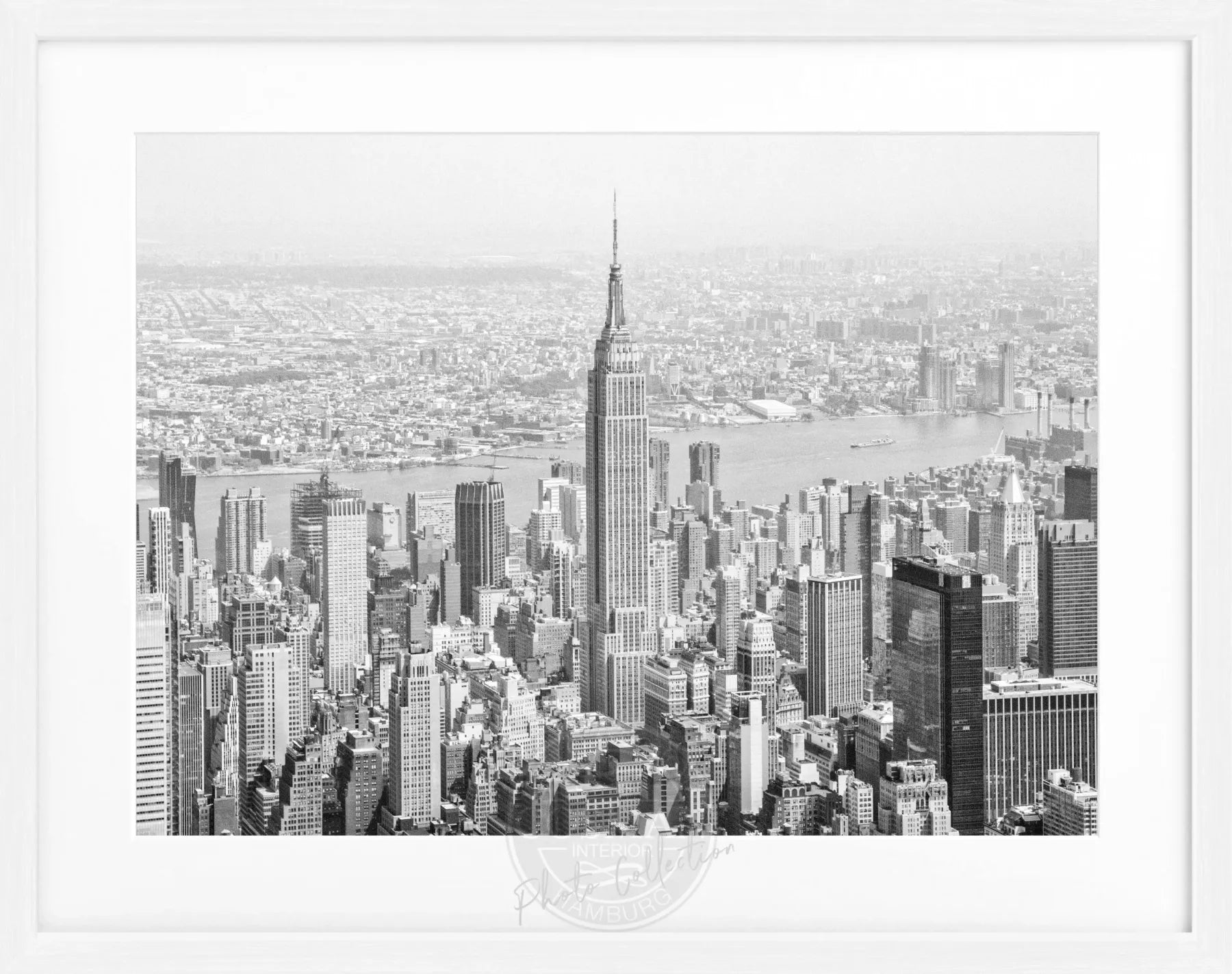 Schwarz-weiß Poster mit Rahmen von Cosman-Photocollection, New York Empire State Building, 31x25 cm, urbanes Stadtbild