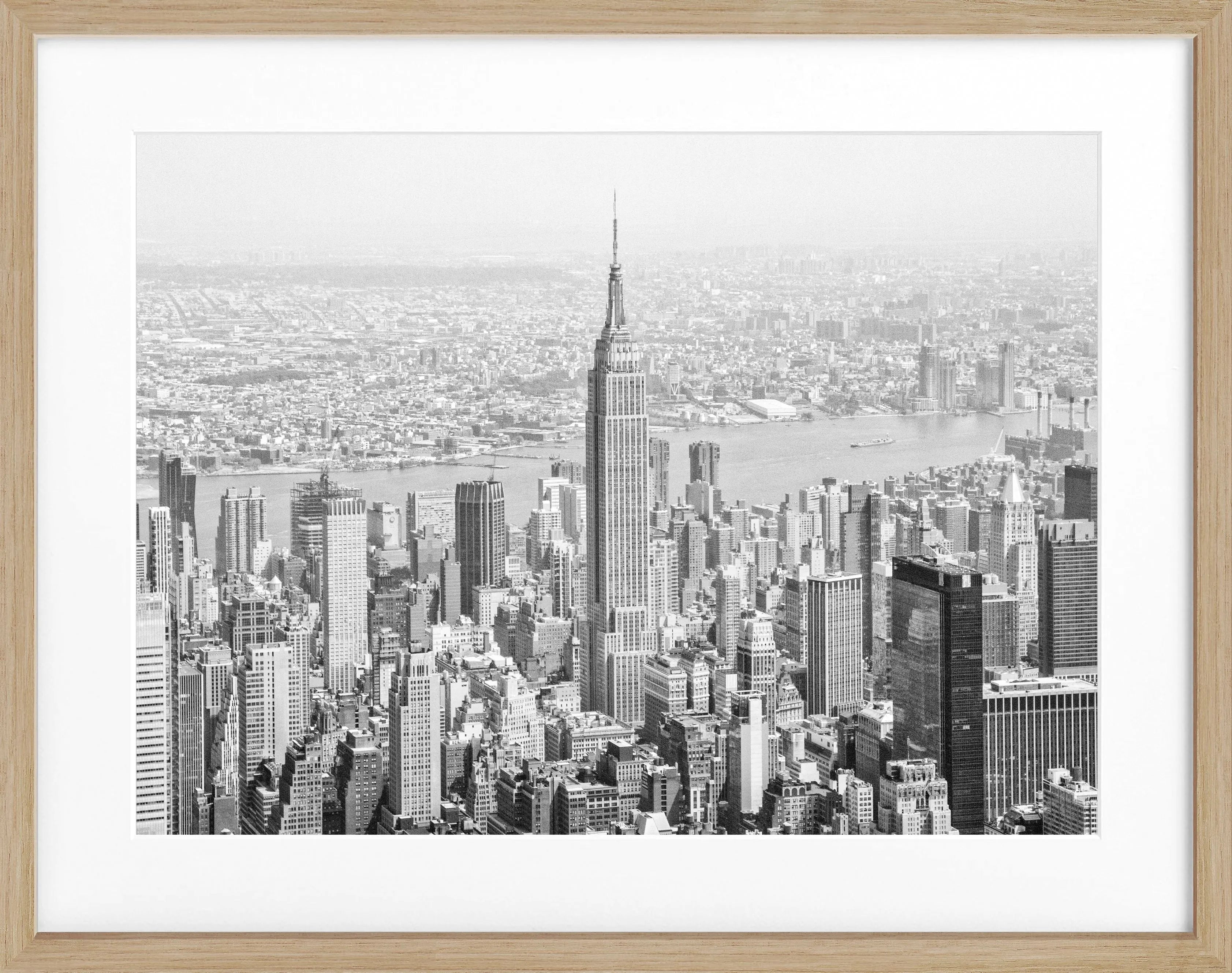 Schwarz-weiß Poster mit Rahmen von Cosman-Photocollection, Empire State Building in New York, 31x25 cm, Wanddekoration