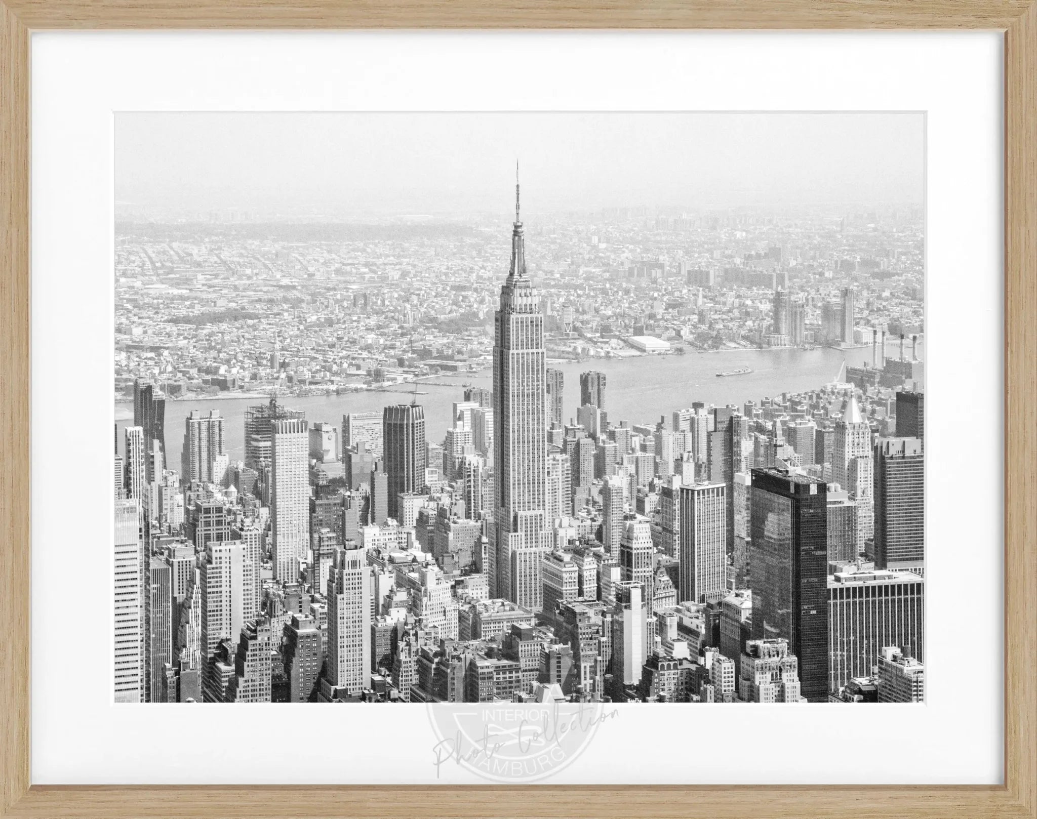 Schwarz-weiß Poster mit Rahmen von Cosman-Photocollection, Empire State Building in New York, 31x25 cm, Wanddekoration