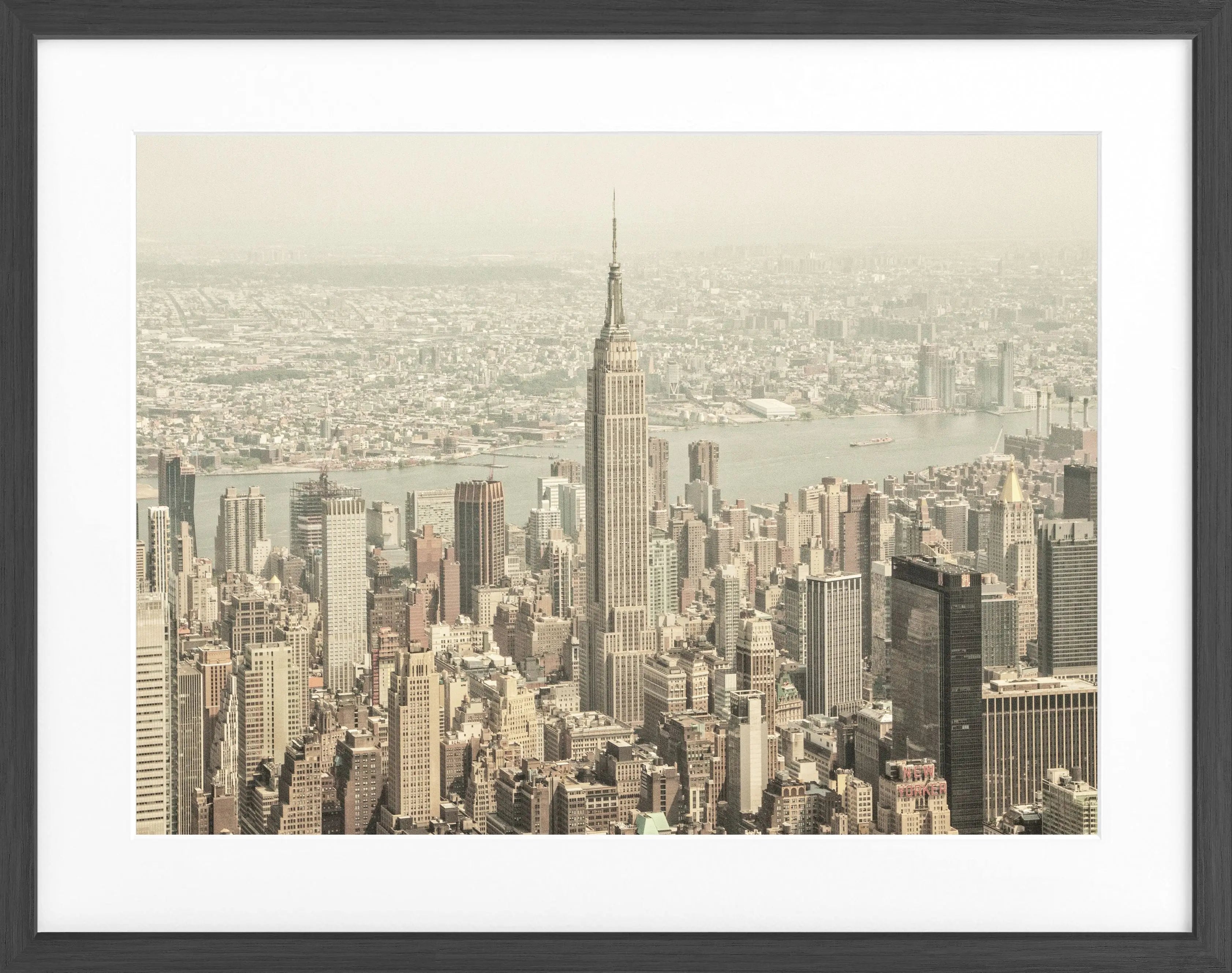 Schwarz-weiß Poster mit Rahmen von Cosman-Photocollection, New York Empire State Building, 31x25 cm, Wanddekoration