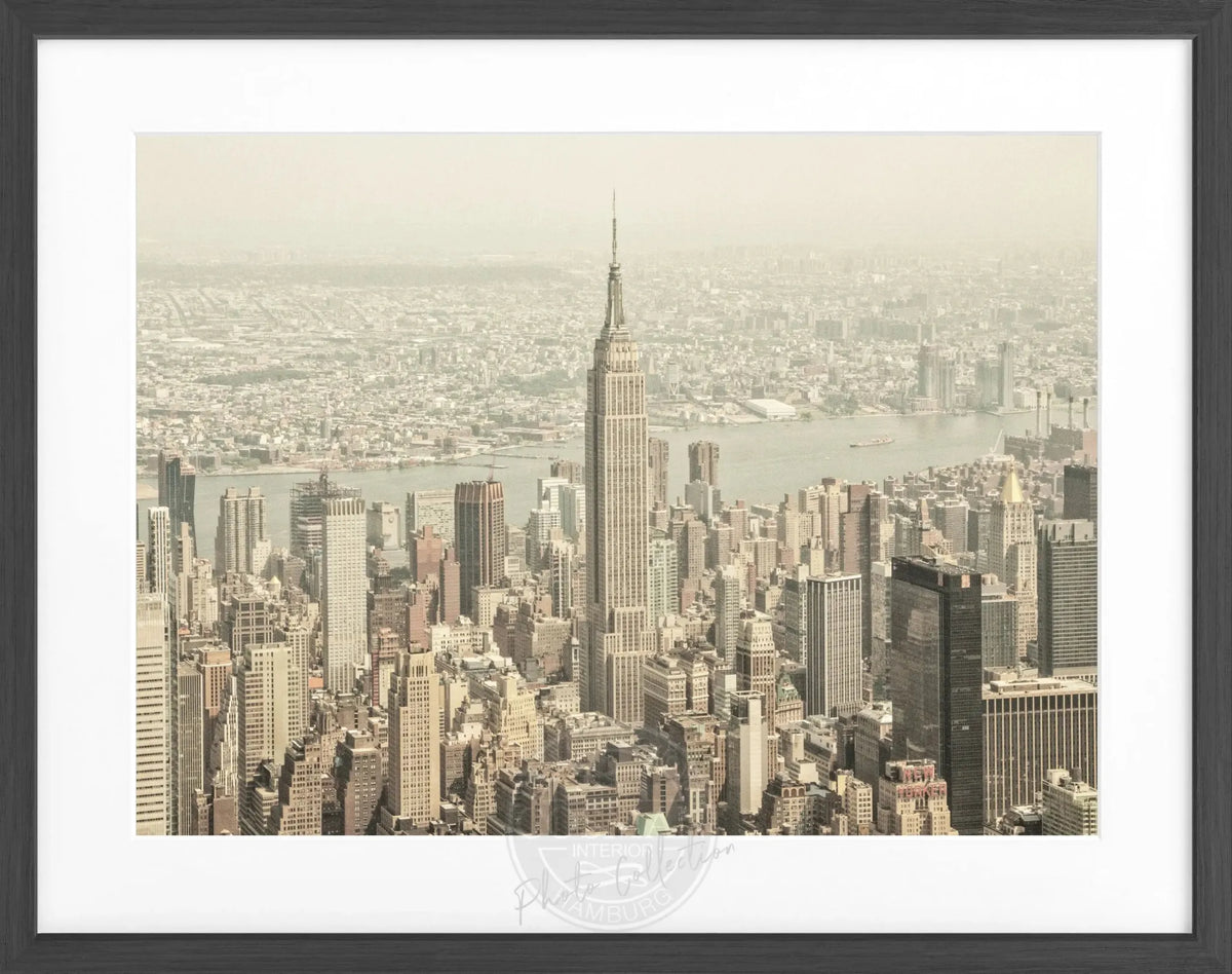 Schwarz-weiß Poster mit Rahmen von Cosman-Photocollection, New York Empire State Building, 31x25 cm, Wanddekoration