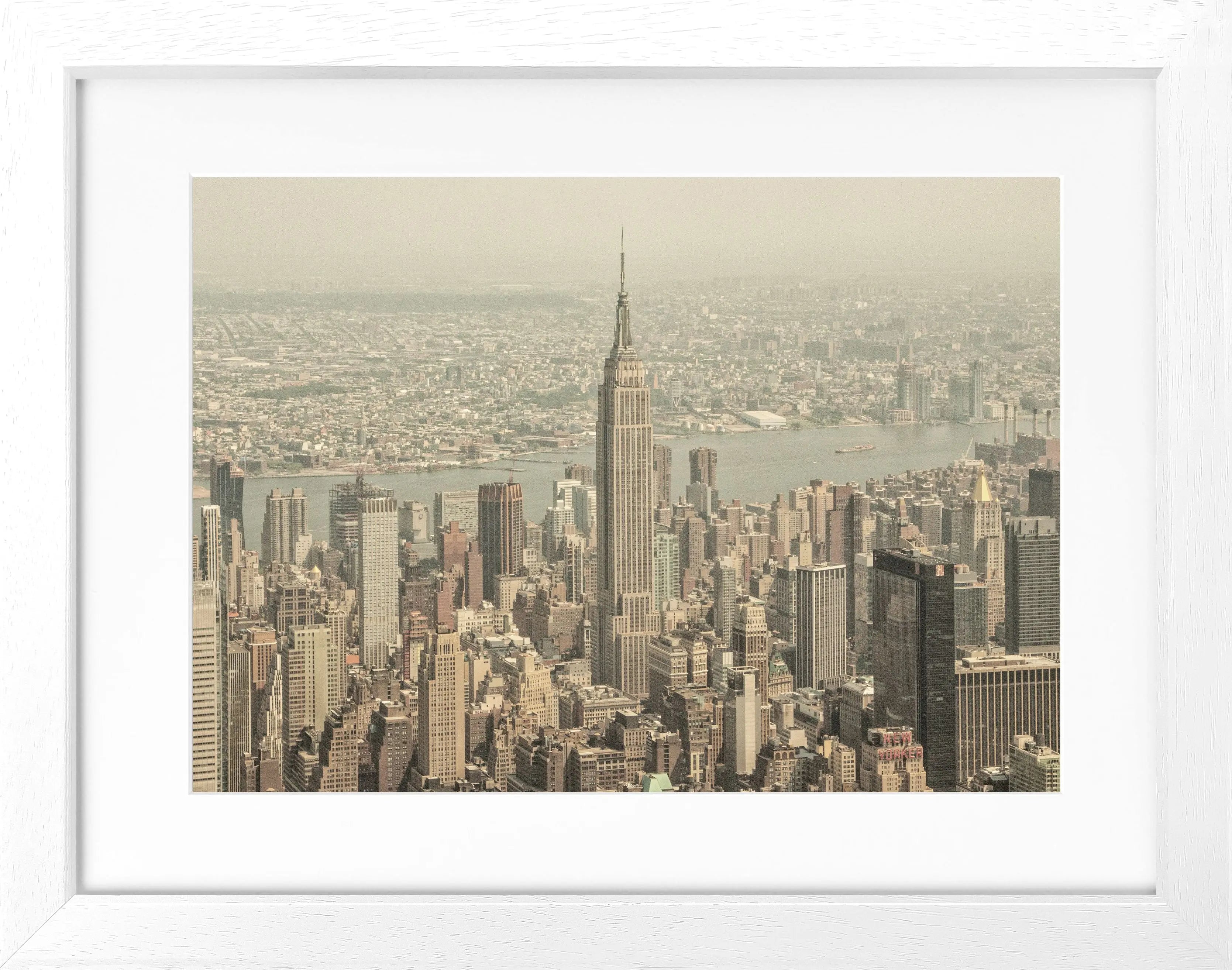 Schwarz-weiß Poster mit Rahmen, New York Empire State Building, von Cosman-Photocollection, 31x25 cm, Wanddekoration
