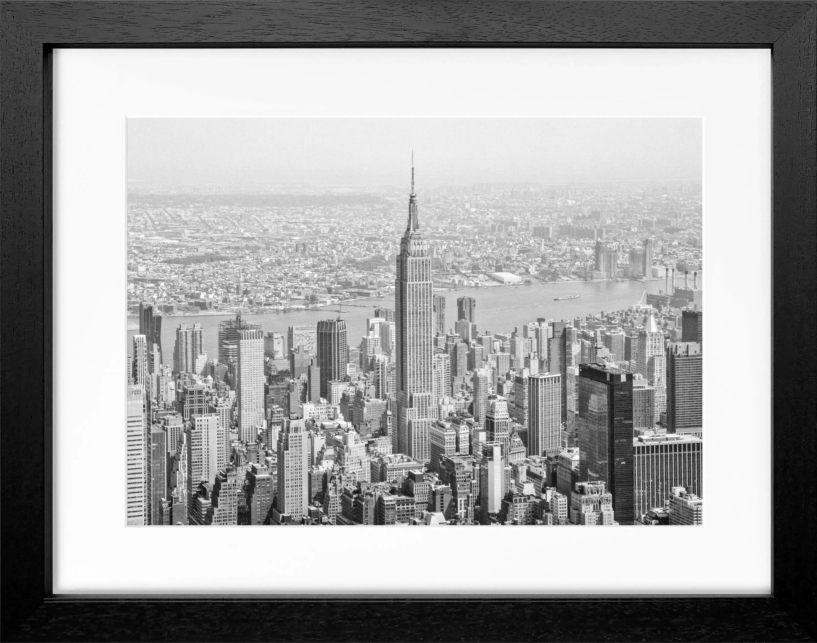 Schwarz-weiß Poster mit Rahmen, New York Empire State Building, von Cosman-Photocollection, 31x25 cm, Wanddekoration