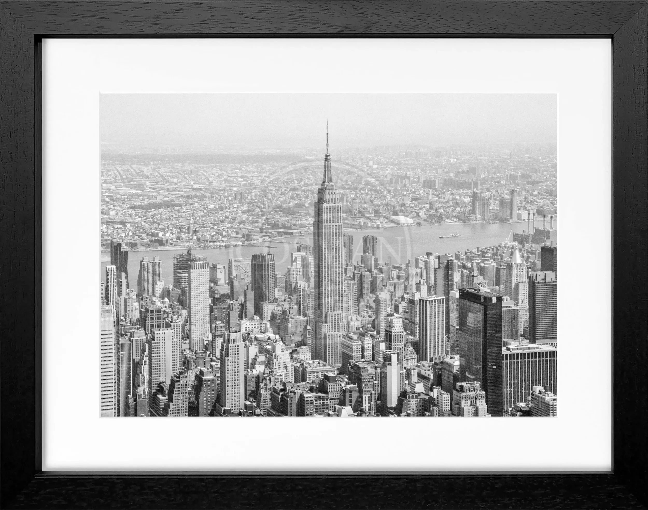 Schwarz-weiß Poster mit Rahmen, New York Empire State Building, von Cosman-Photocollection, 31x25 cm, Wanddekoration