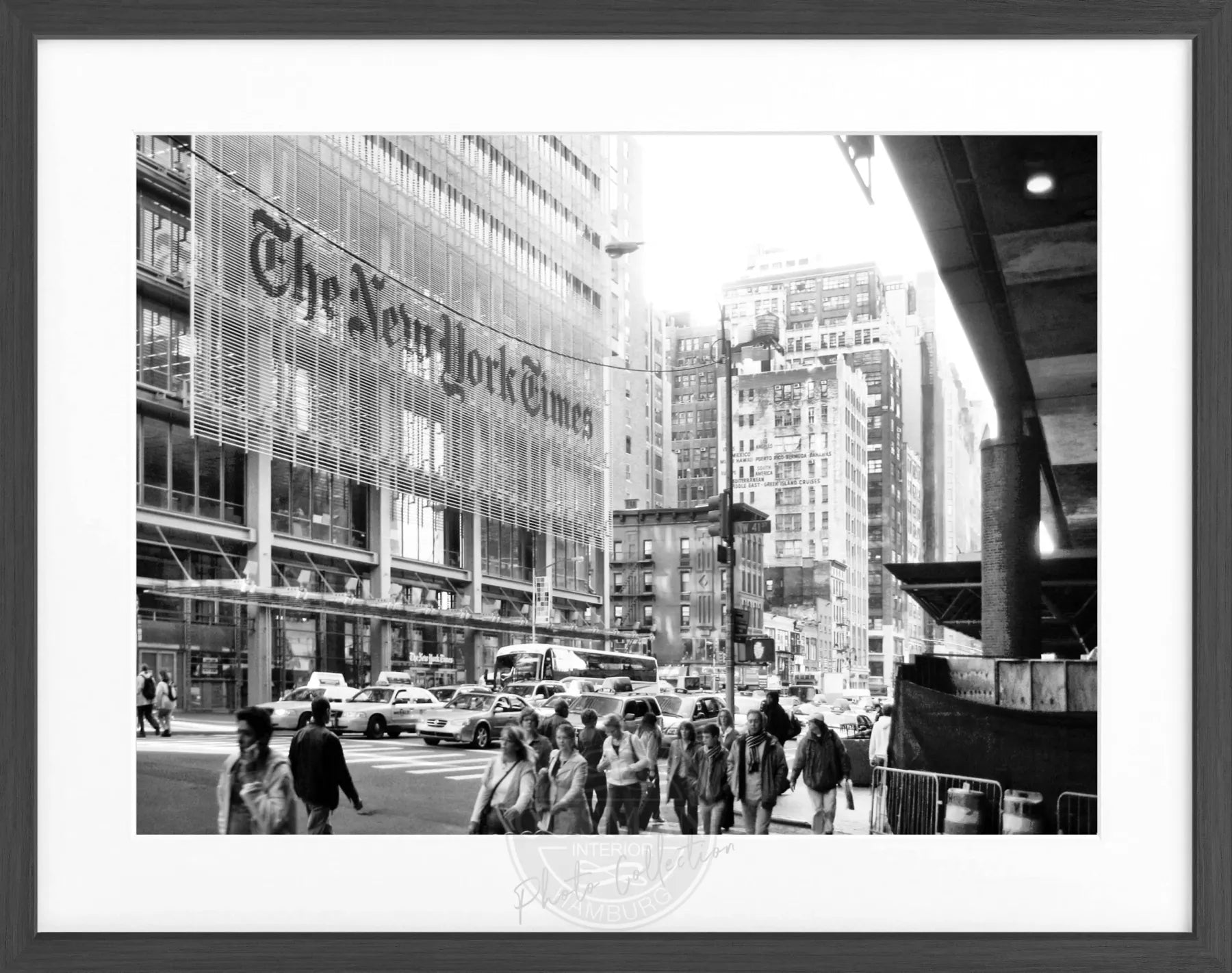 Schwarz-weiß Poster mit Rahmen von Cosman-Photocollection, New York Times Motiv, 31x25cm, Wanddekoration, NYC Stadtbild