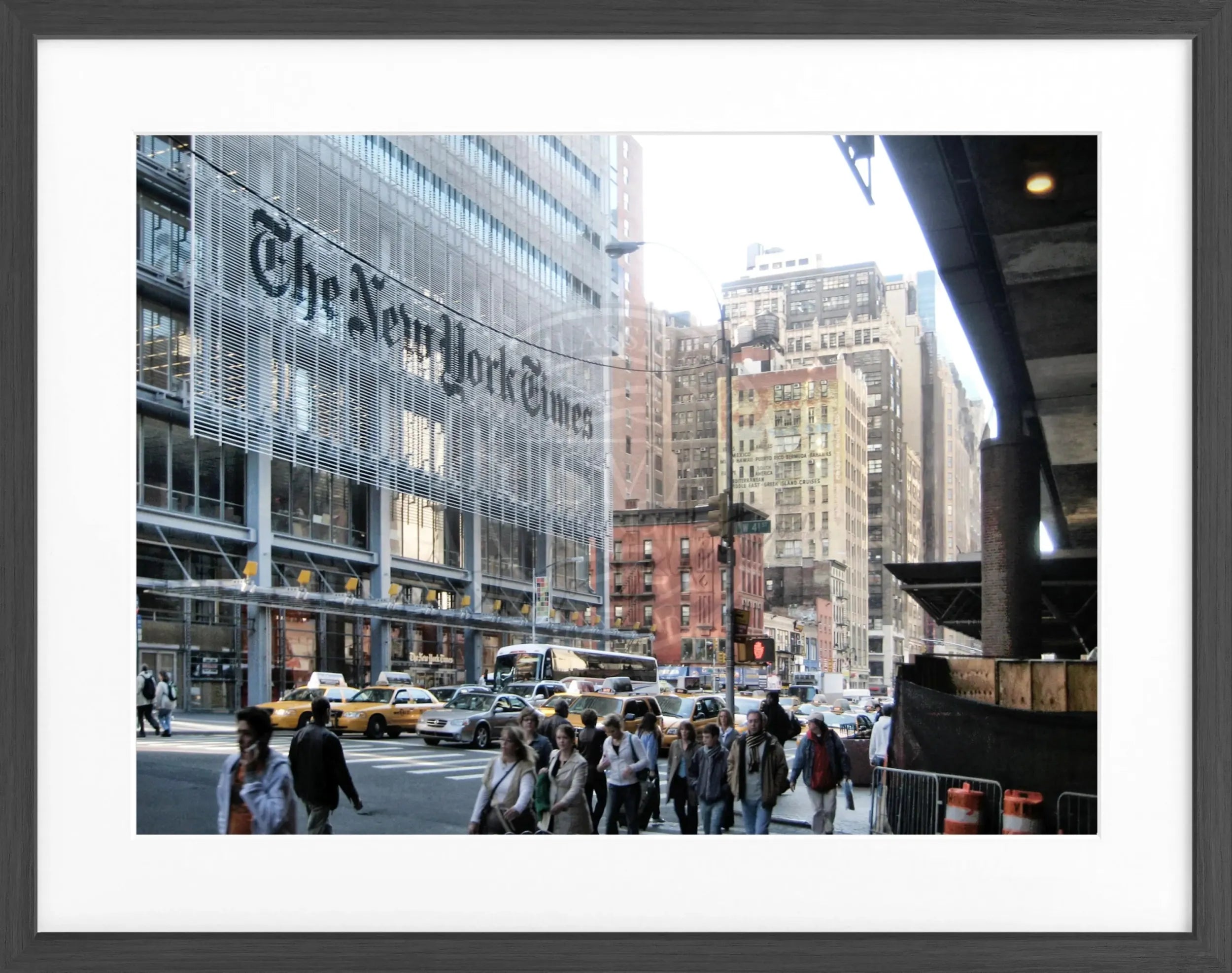 Schwarz-weiß Poster mit Rahmen von Cosman-Photocollection, New York Times Motiv, 31cm x 25cm, stilvolle Wanddekoration