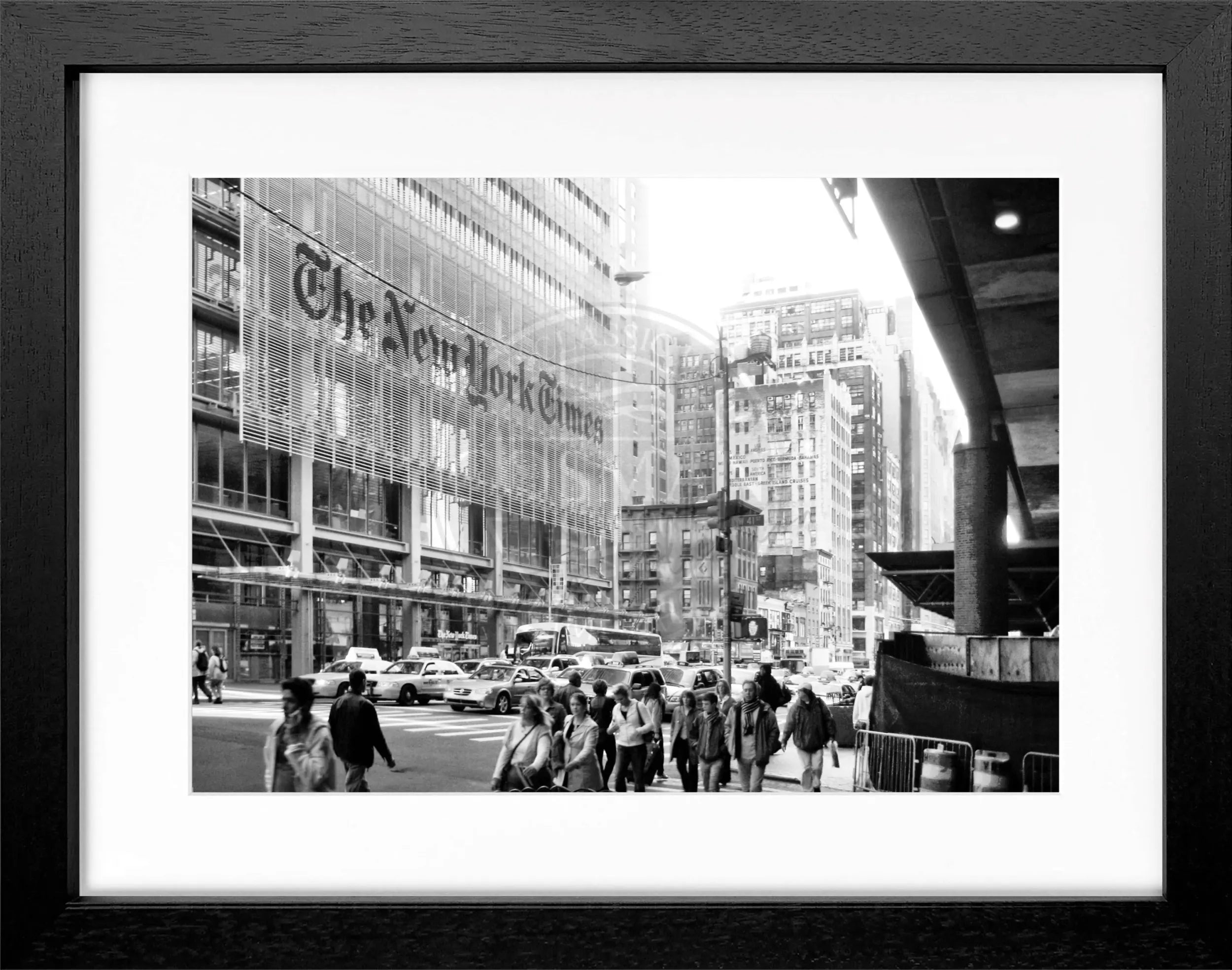 Schwarz-weißer Poster mit Rahmen von Cosman-Photocollection, New York Times Motiv, 31x25 cm, perfekt für Wanddekoration