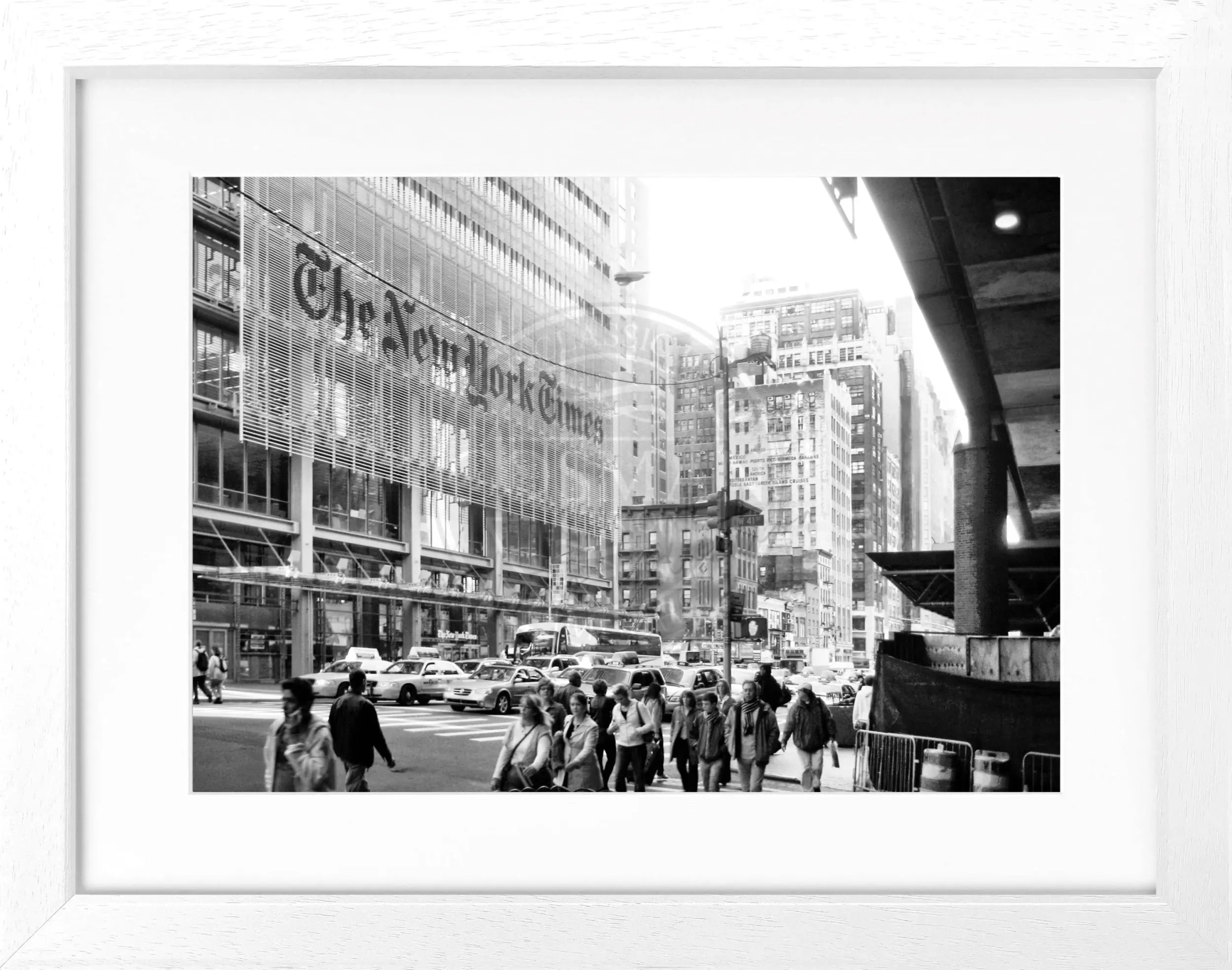 Schwarz-weiß Poster mit Rahmen, New York Times Motiv, 31x25cm, von Cosman-Photocollection, stilvolle Wanddekoration