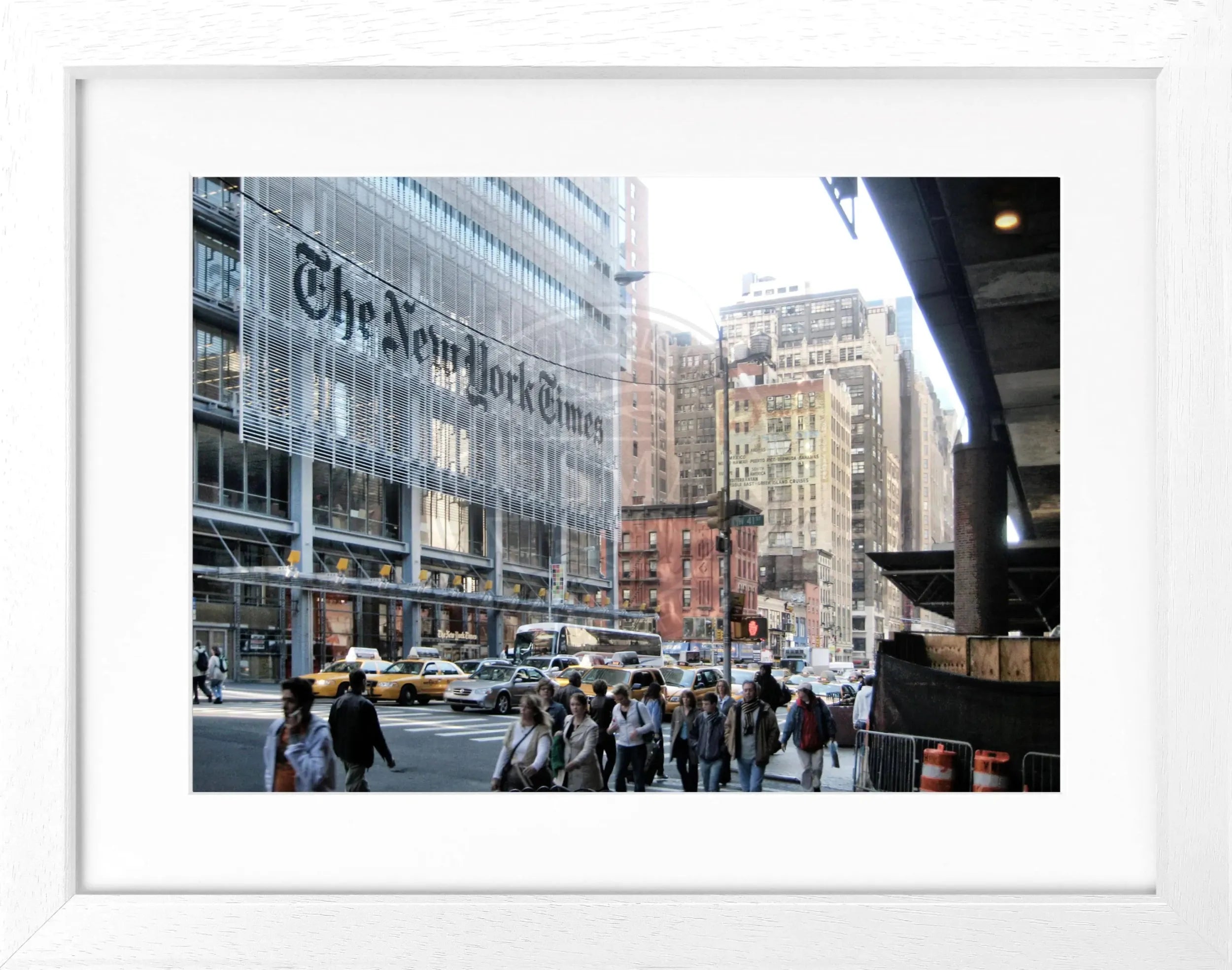 Schwarzes und weißes Poster mit Rahmen, New York Times Motiv, 31x25 cm, von Cosman-Photocollection.
