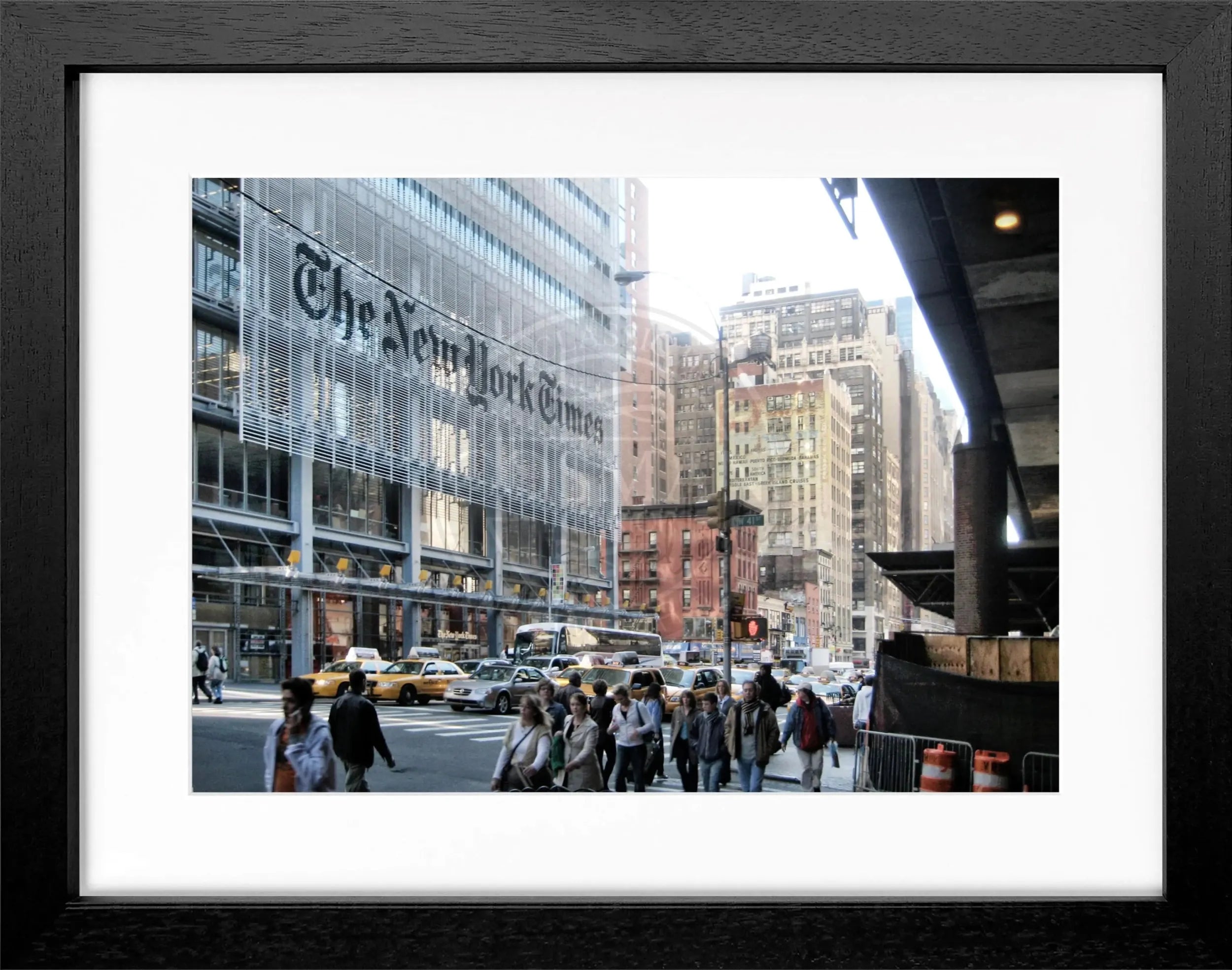 Schwarz-weiß Poster mit Rahmen, New York Times Motiv, von Cosman-Photocollection, 31x25 cm, ideal für Wanddekoration