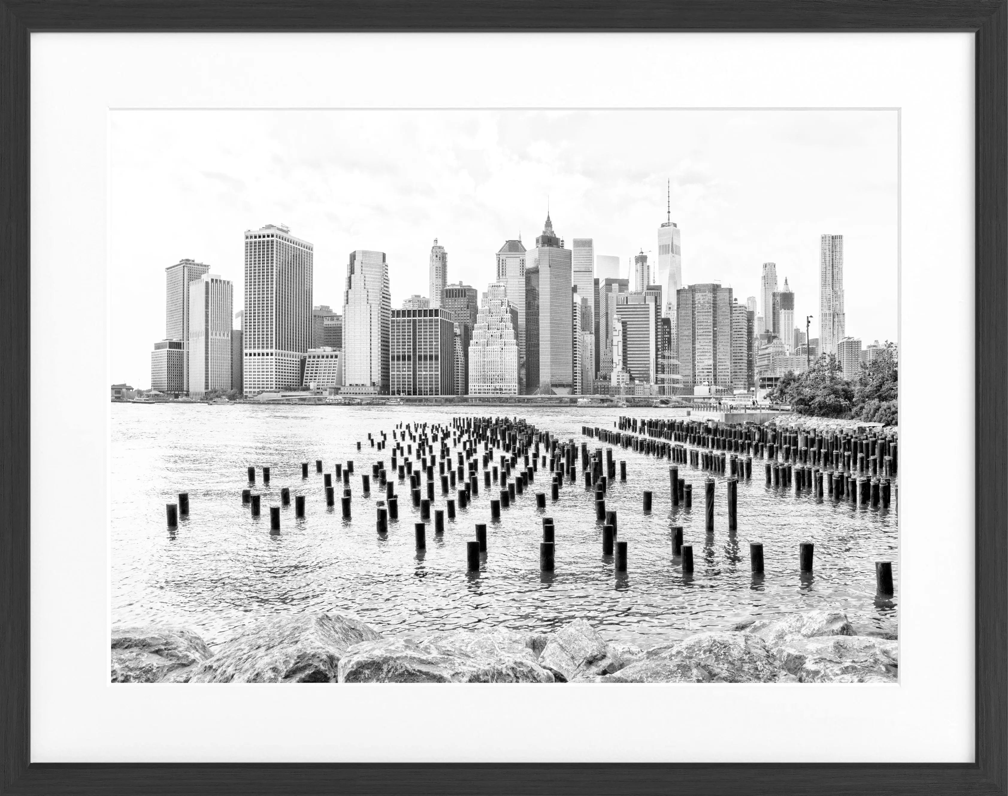 Schwarz-weiß Poster mit Rahmen von New York NY108, 31cm x 25cm, von Cosman-Photocollection, Wanddekoration mit Stadtmotiv