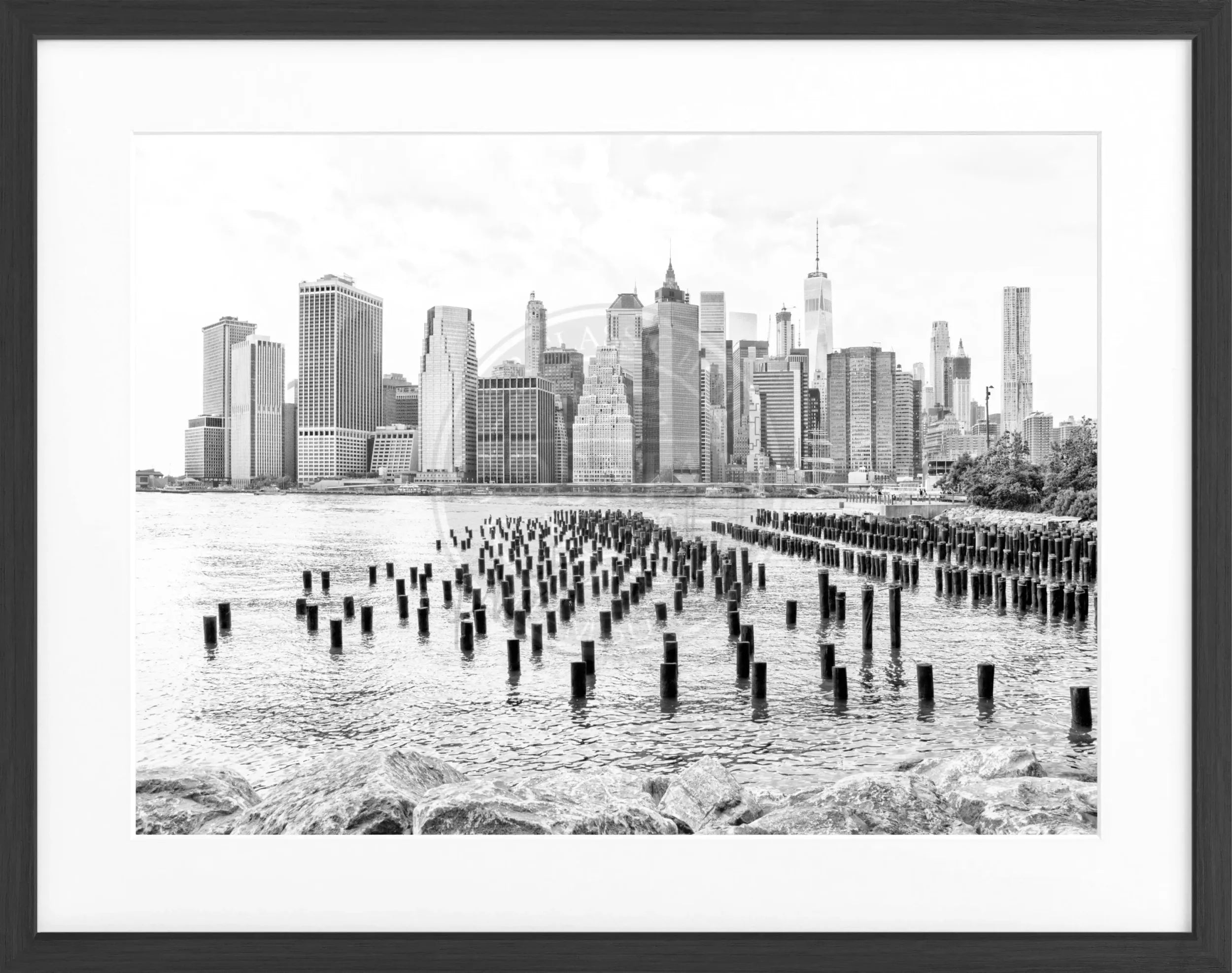 Schwarz-weiß Poster mit Rahmen von New York NY108, 31x25cm, von Cosman-Photocollection, dekoratives Wandbild
